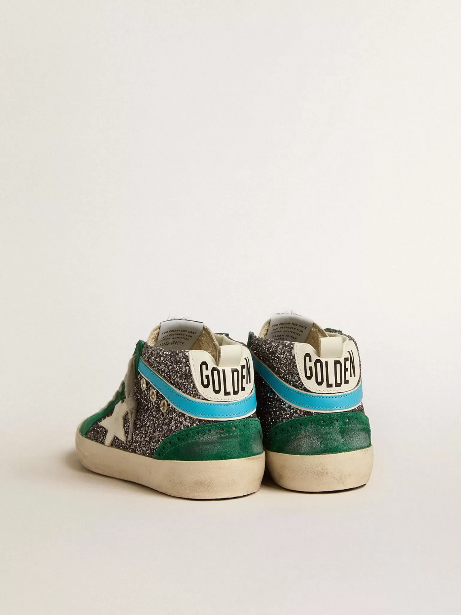 New Mid Star de glitter antracite com estrela de couro e lista azul MULHER Mid Star