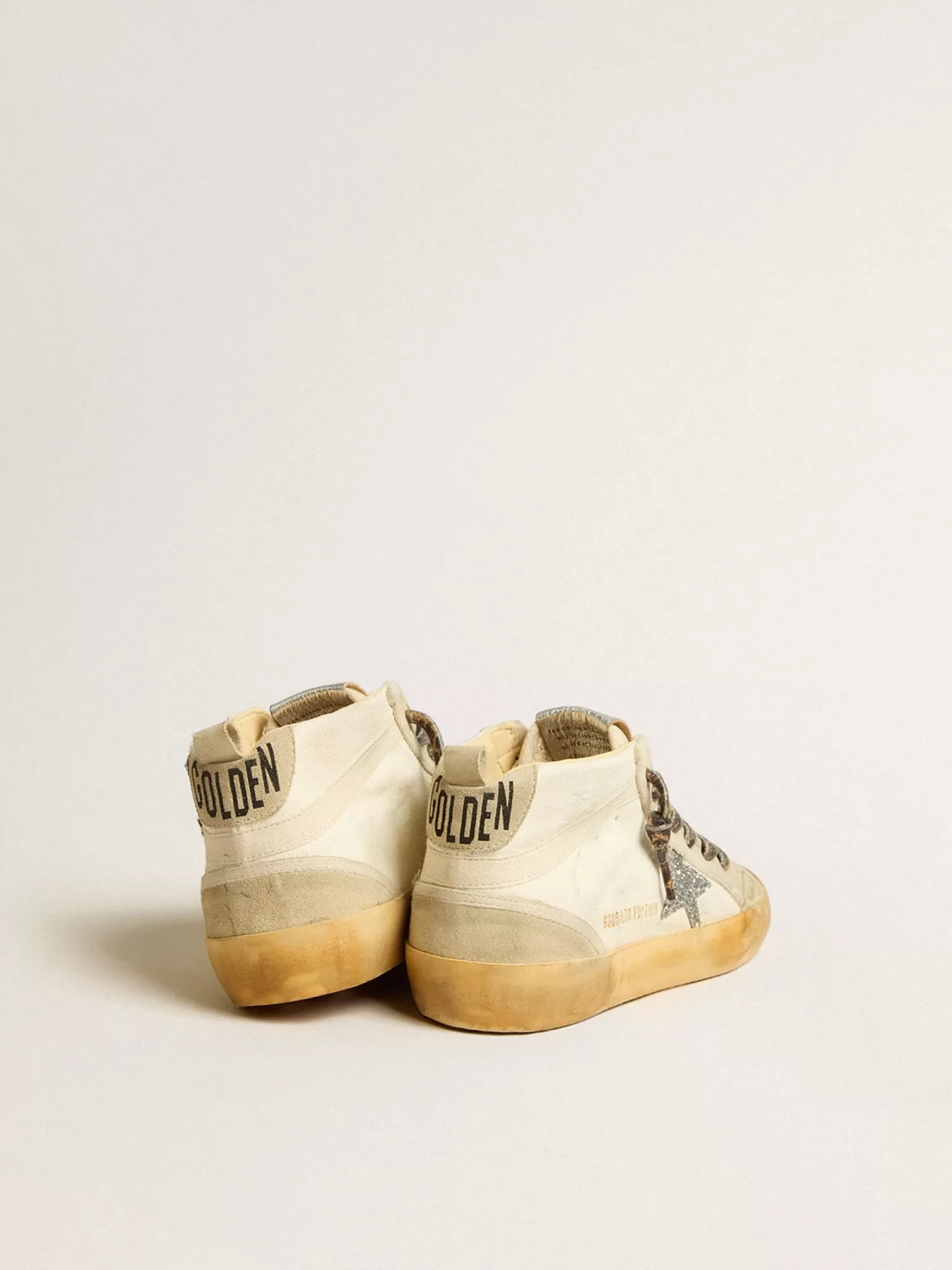 Shop Mid Star de lona com estrela de glitter prateado e lista bege MULHER Mid Star