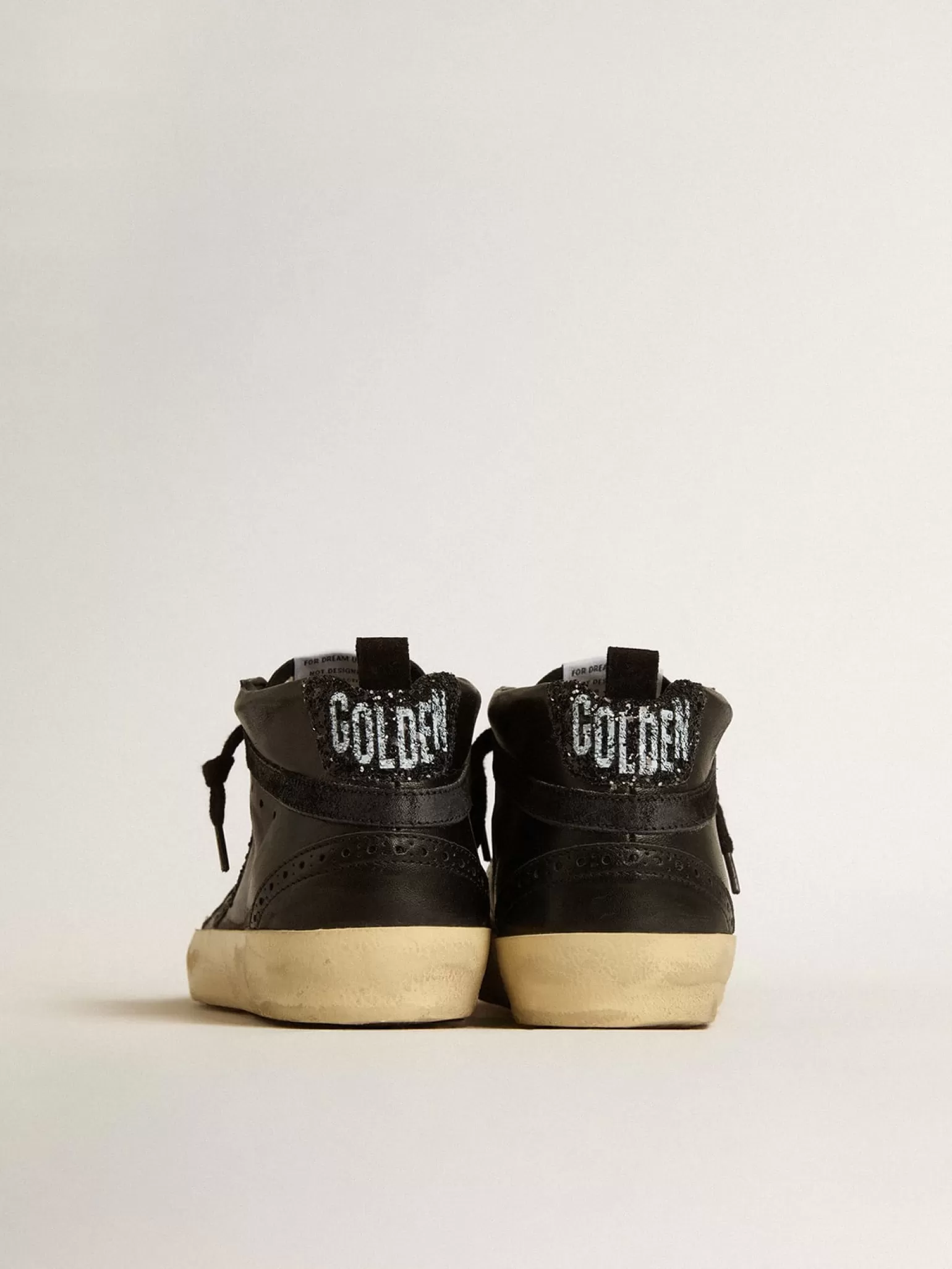 Outlet Mid Star de napa preta com estrela de glitter preto e lista de suede MULHER Mid Star