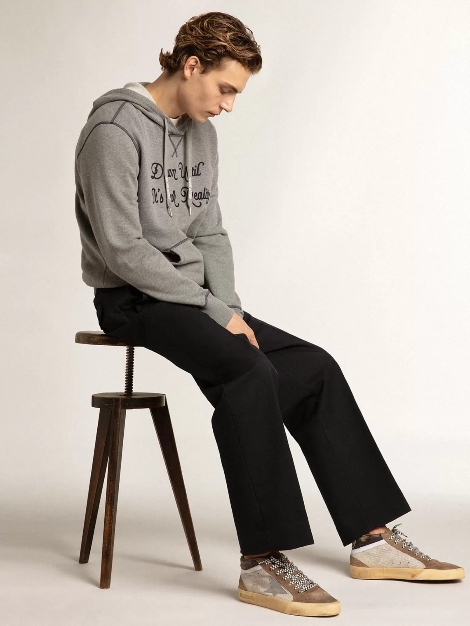 Store Mid Star de tela e suede com estrela de couro prateado Mid Star