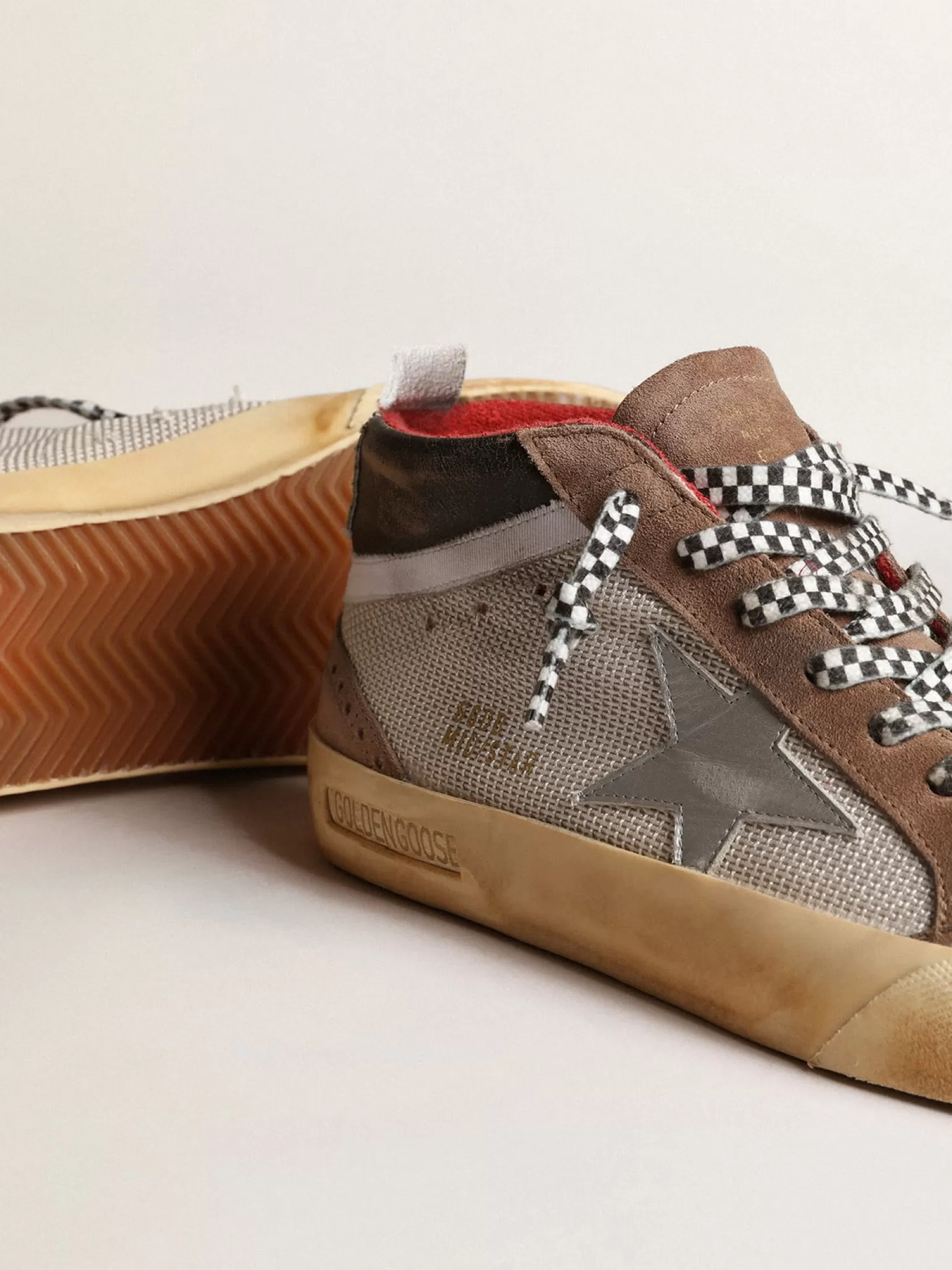 Store Mid Star de tela e suede com estrela de couro prateado Mid Star