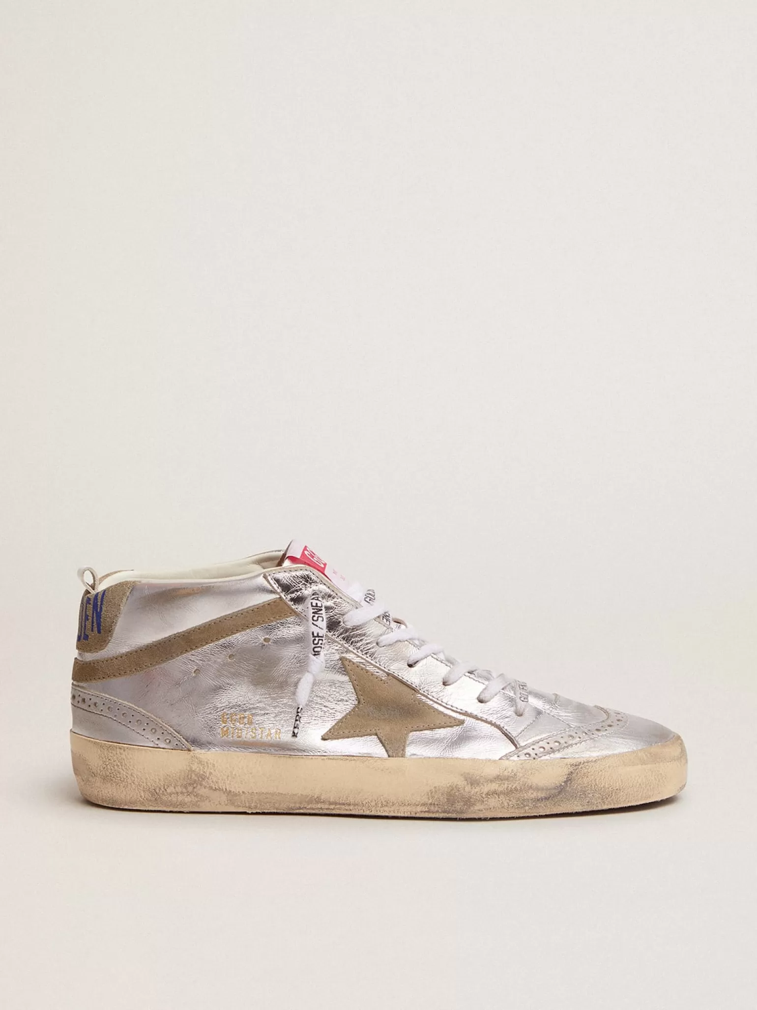 Clearance Mid Star feminino de couro metálico prateado com estrela havana-rosado MULHER Mid Star