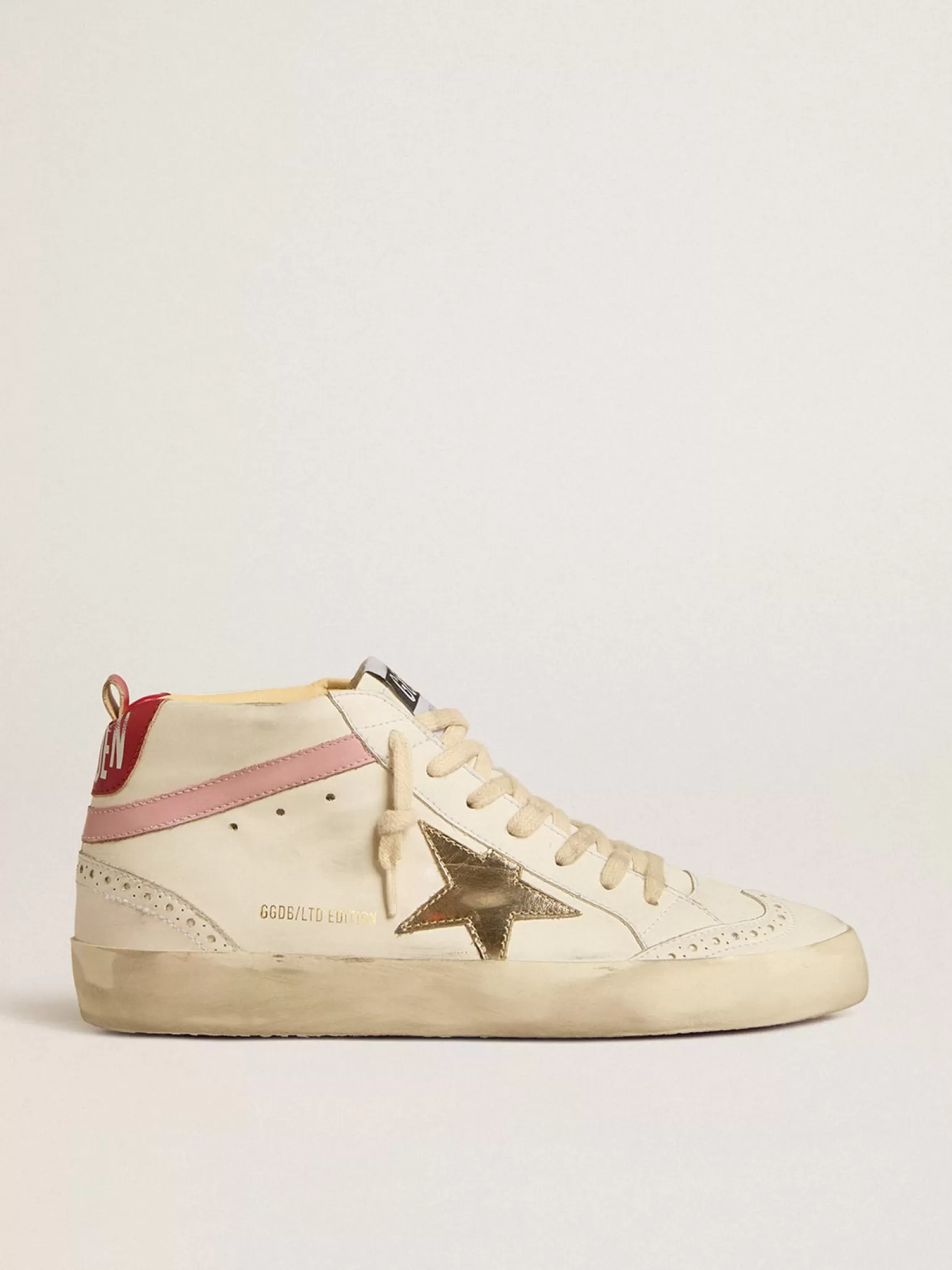 Clearance Mid Star LTD de base vegetal com estrela de couro dourado e lista rosa MULHER Mid Star