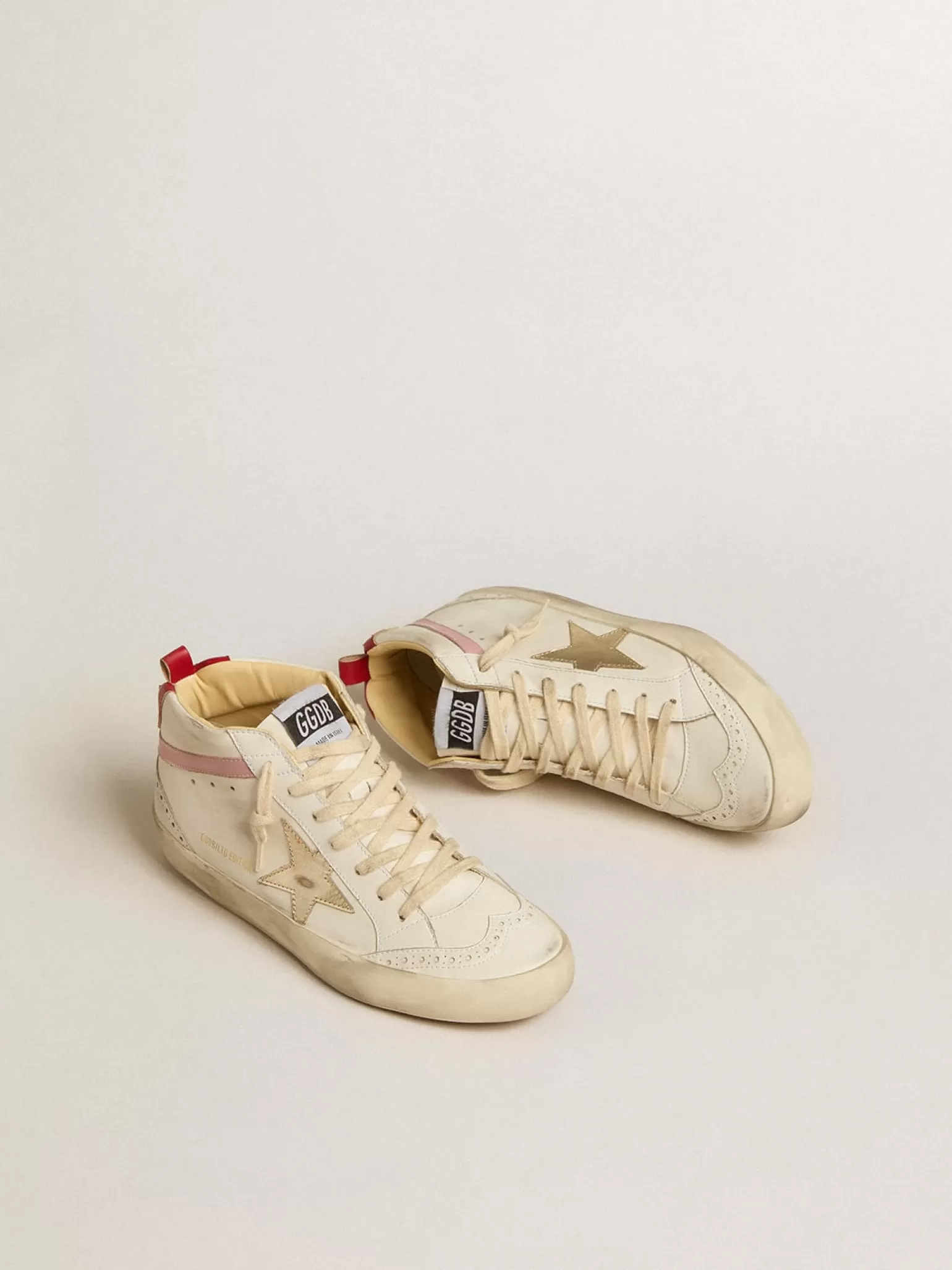 Clearance Mid Star LTD de base vegetal com estrela de couro dourado e lista rosa MULHER Mid Star