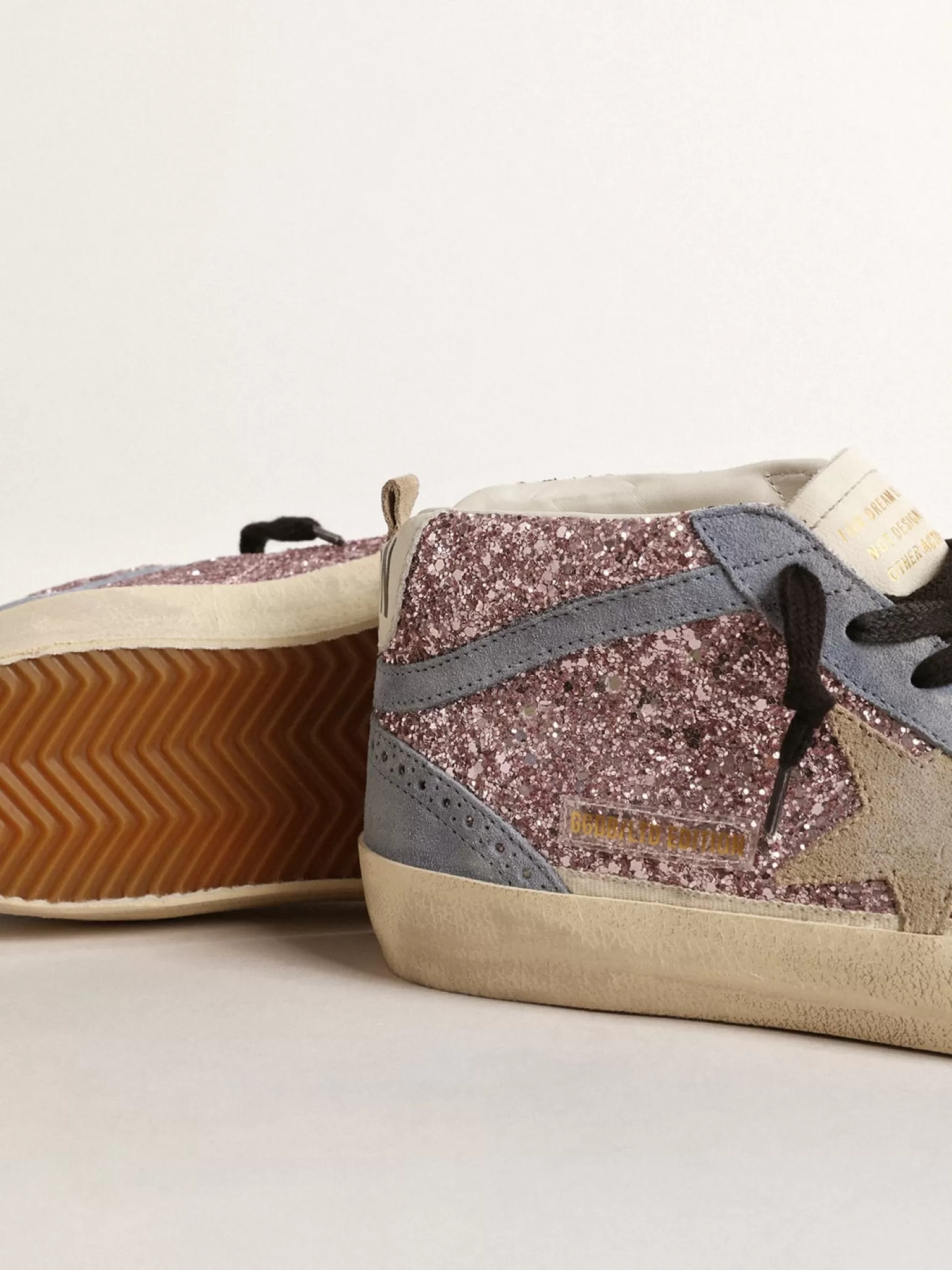 Online Mid Star LTD de glitter lilás com inserções de suede azul MULHER Mid Star