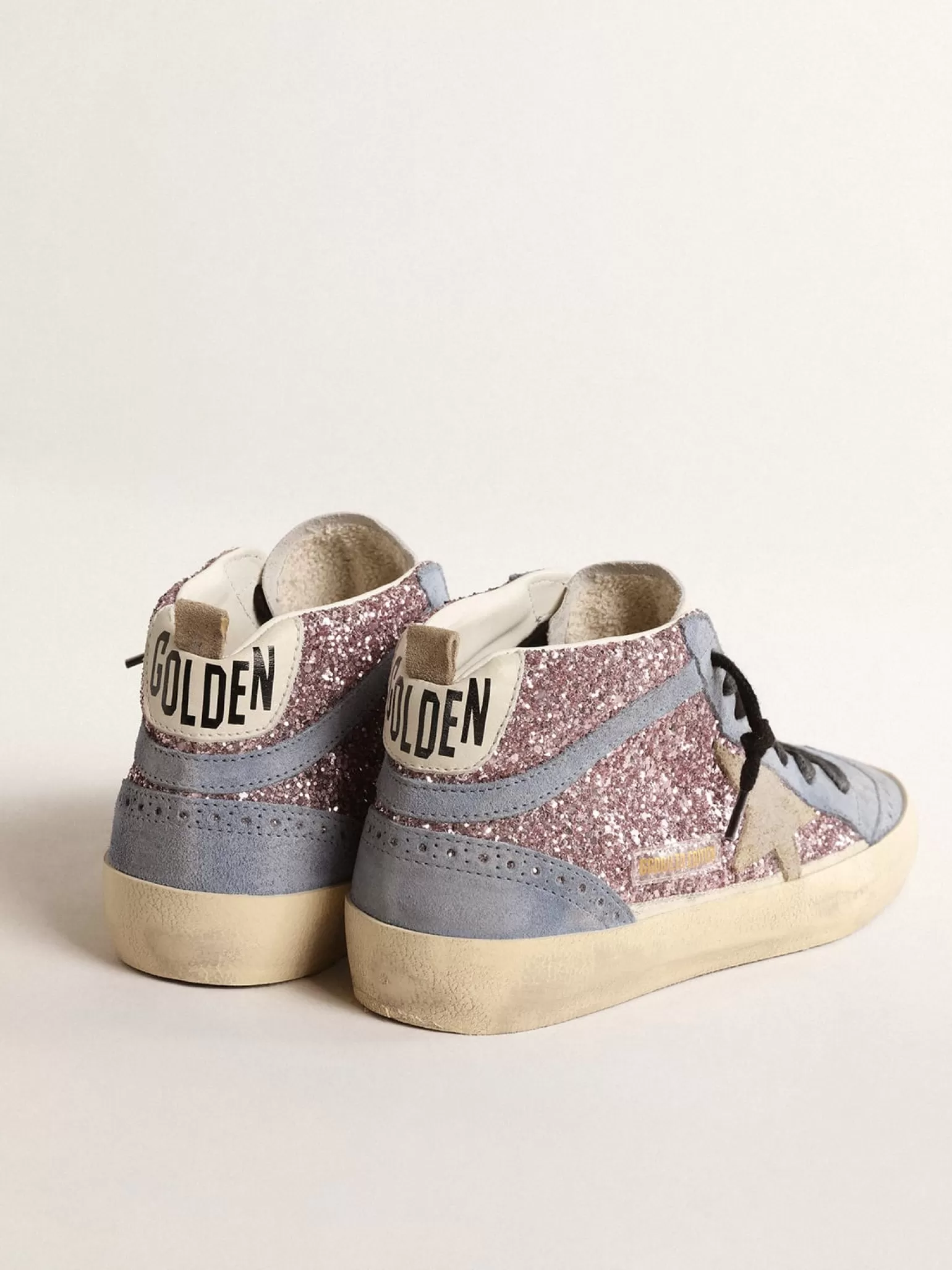 Online Mid Star LTD de glitter lilás com inserções de suede azul MULHER Mid Star