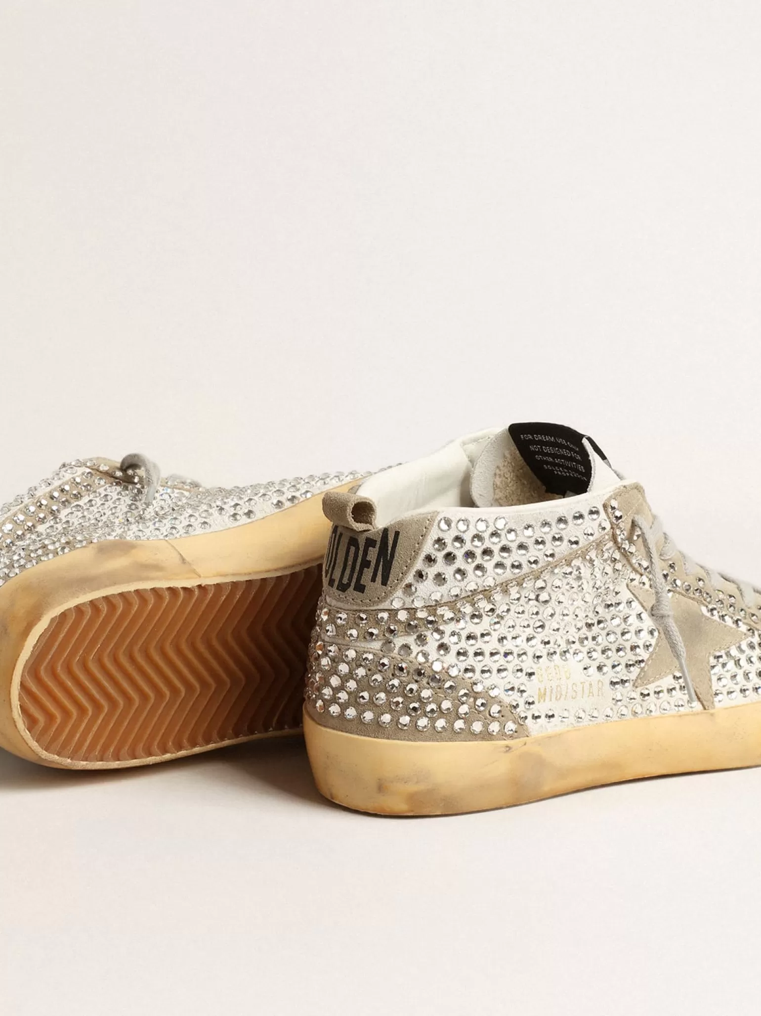Outlet Mid Star LTD de suede branco e havana-rosado com cristais Swarovski MULHER Mid Star