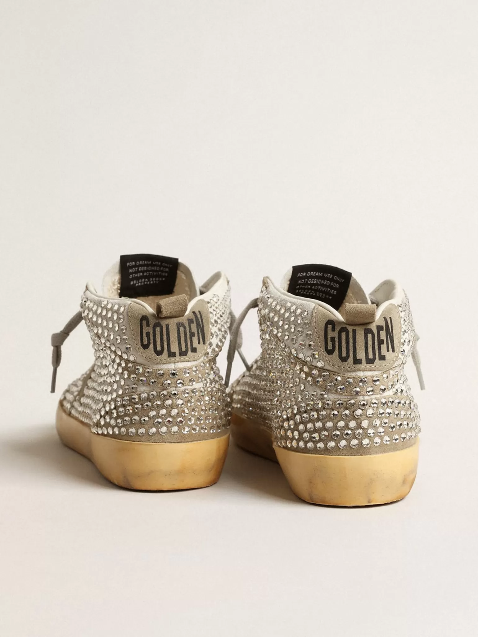 Outlet Mid Star LTD de suede branco e havana-rosado com cristais Swarovski MULHER Mid Star