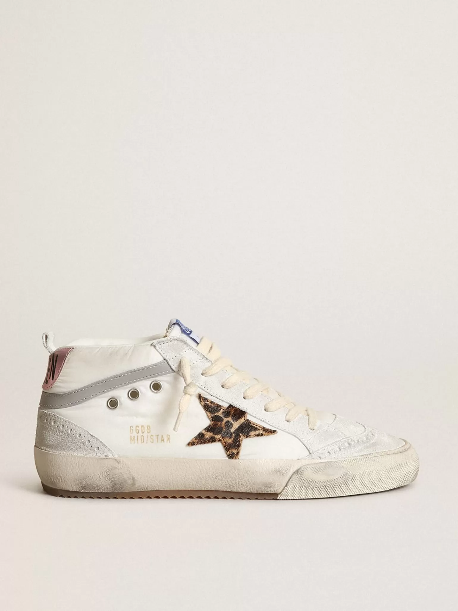 Discount Mid Star LTD feminino de náilon branco com estrela de couro cavalinho leopardo MULHER Mid Star