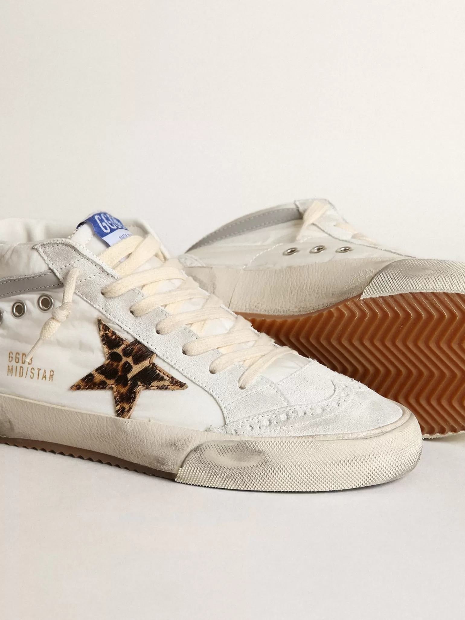 Discount Mid Star LTD feminino de náilon branco com estrela de couro cavalinho leopardo MULHER Mid Star