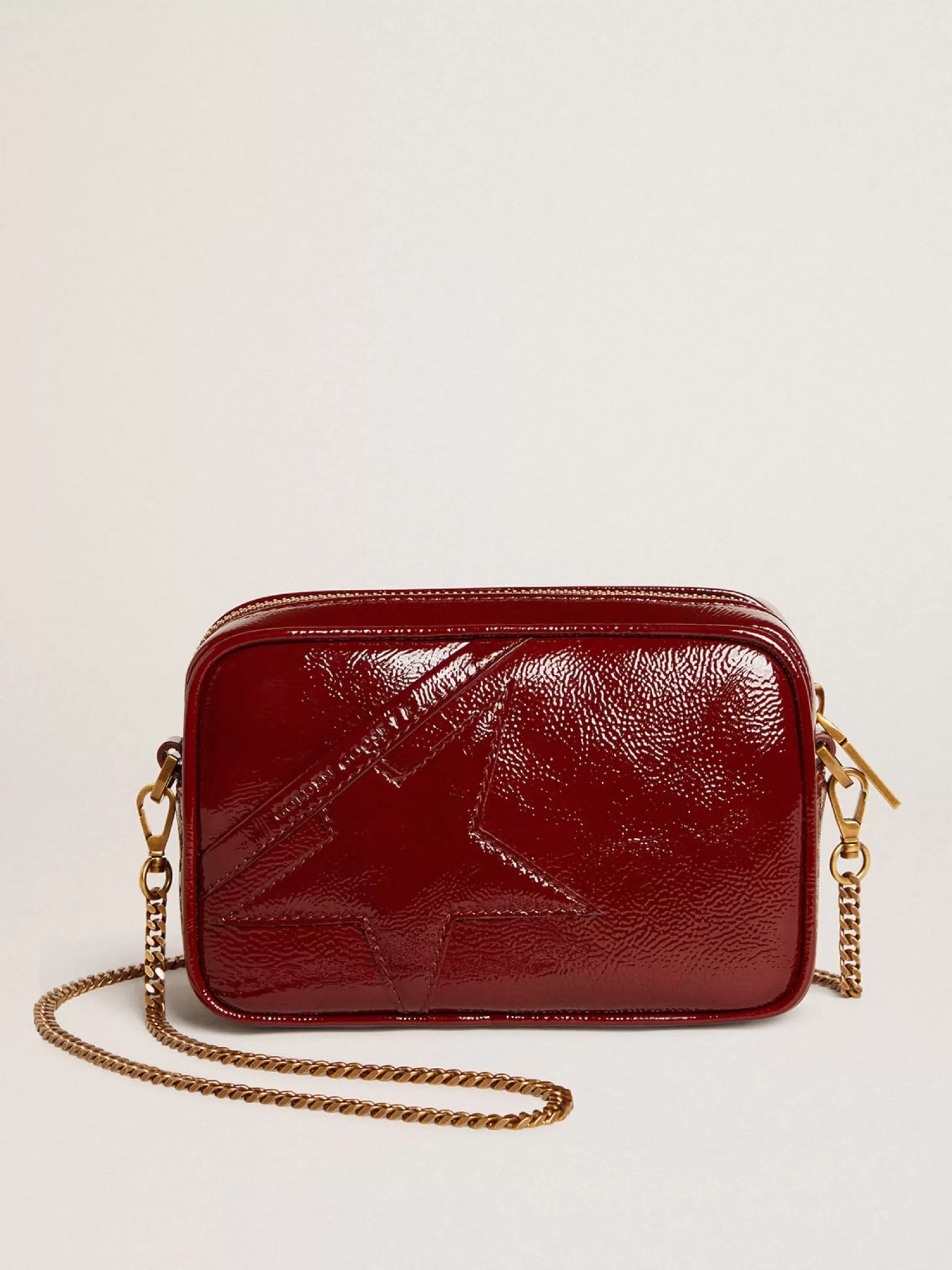 Fashion Mini Star Bag de couro envernizado bordô e estrela tom sobre tom MULHER Minibolsas
