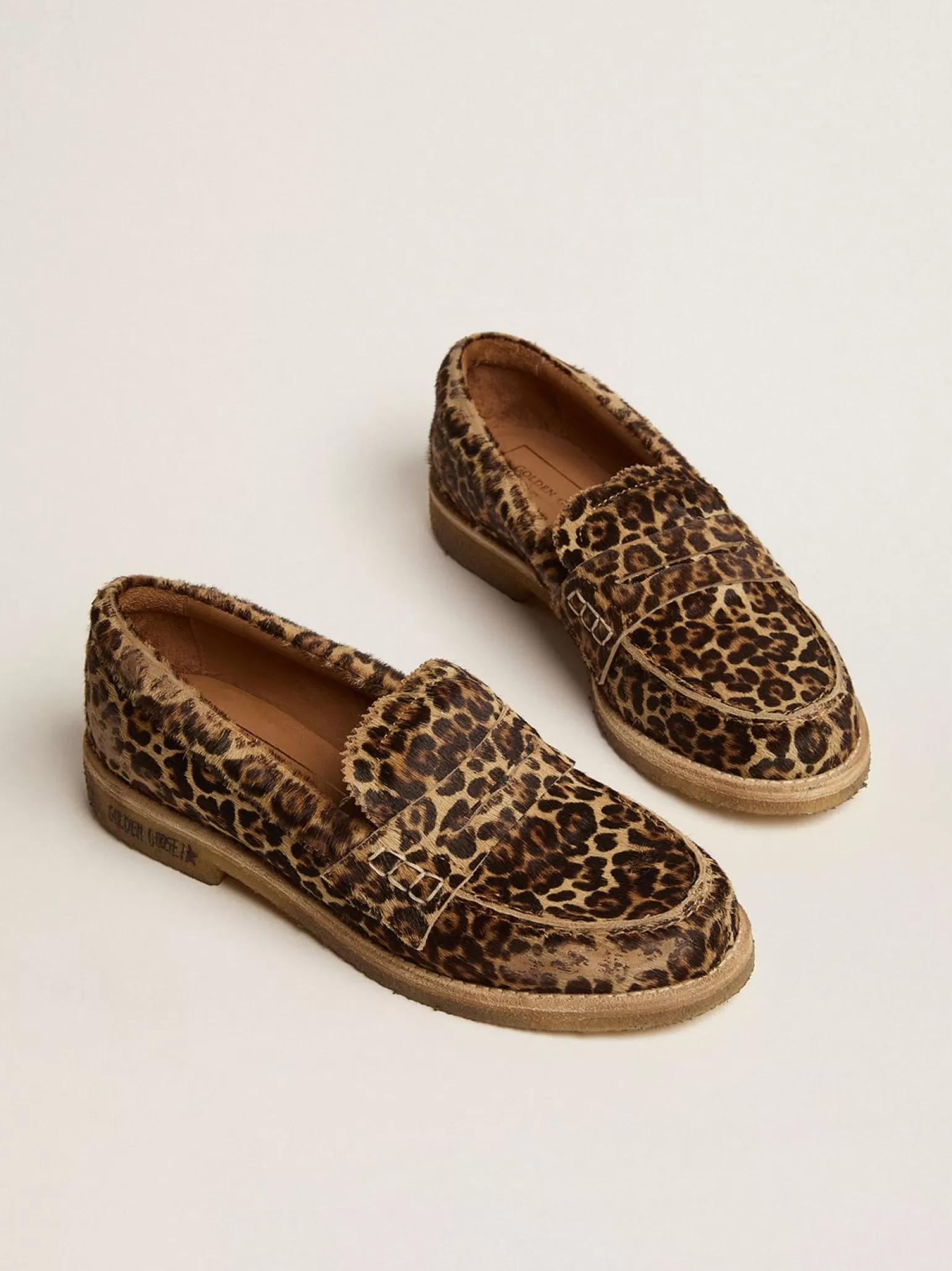 Cheap Mocassim Feminino de couro cavalinho com estampa de leopardo MULHER Sapatos