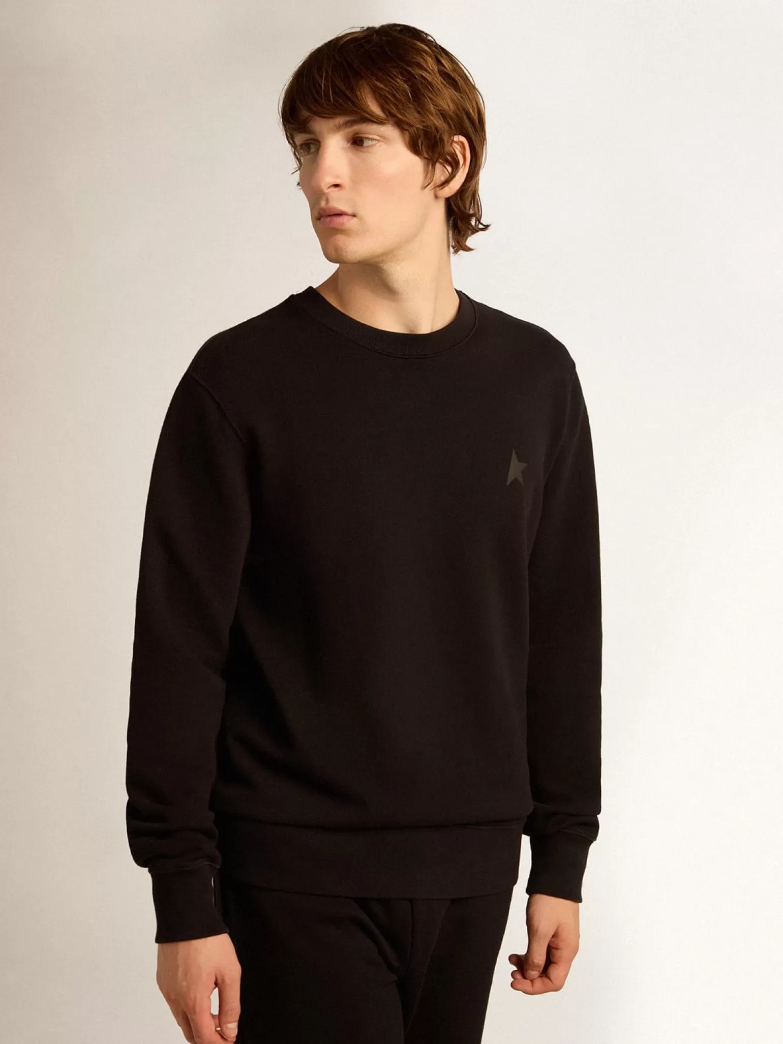 Fashion Moletom Archibald preto Coleção Star com estrela tom sobre tom na frente Moletons
