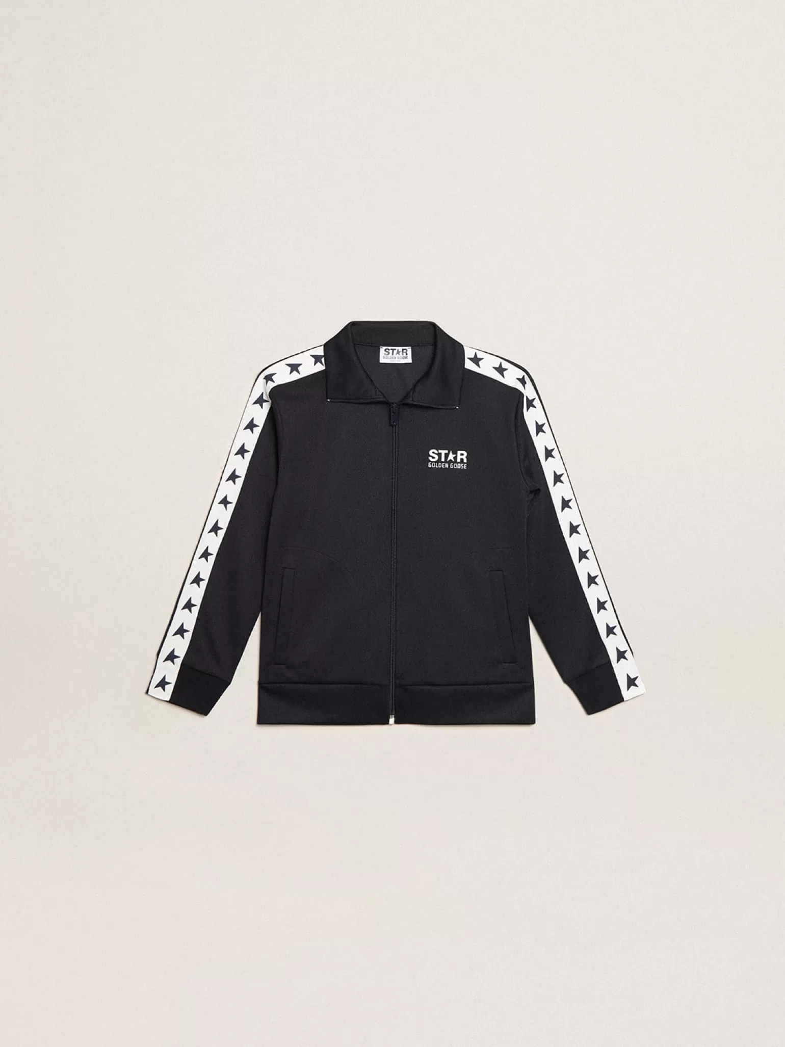 Cheap Moletom azul-escuro com zíper e fita branca e estrelas em contraste Roupas de cima (4-12 years)