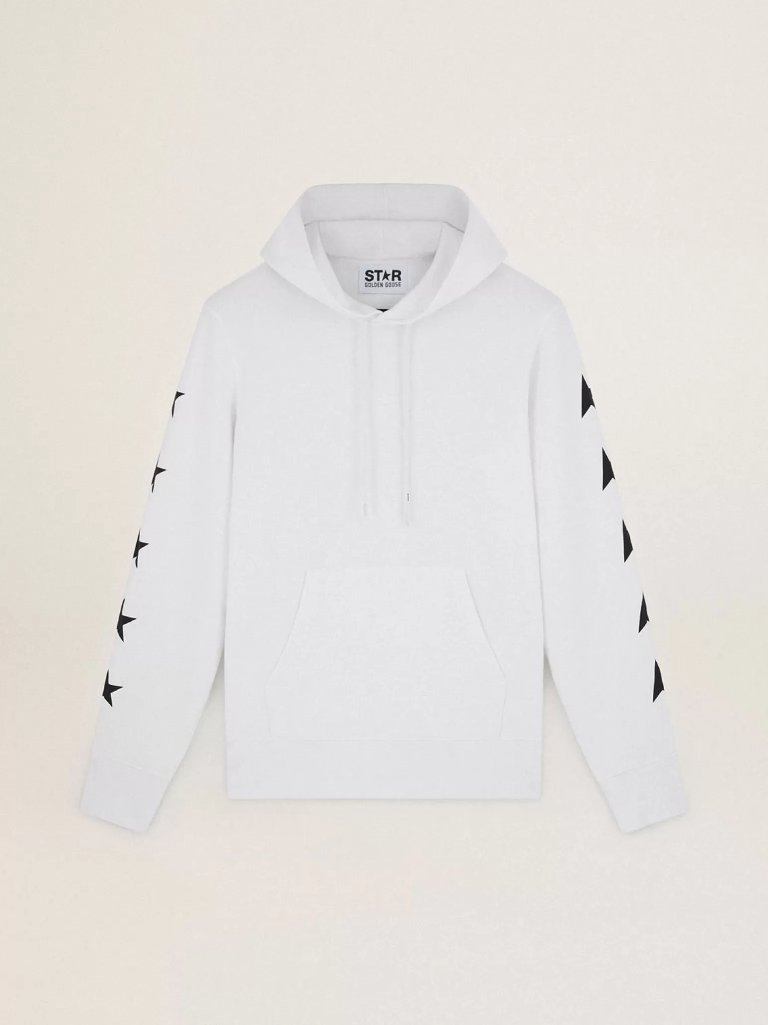 Best Sale Moletom com capuz Alighiero Coleção Star branco vintage com estrelas pretas em contraste Moletons