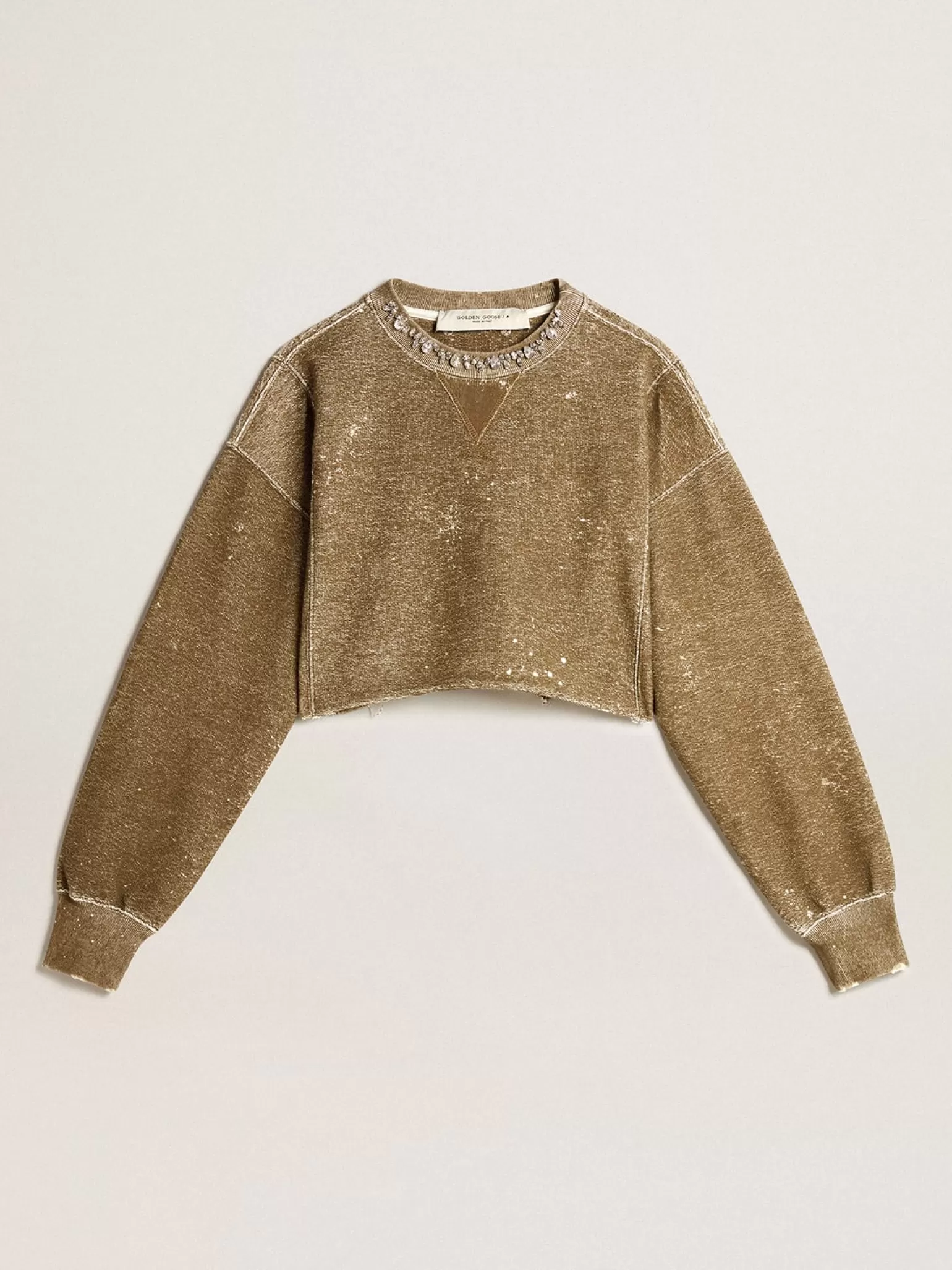 Clearance Moletom cropped de algodão cor de faia efeito vintage MULHER Moletons