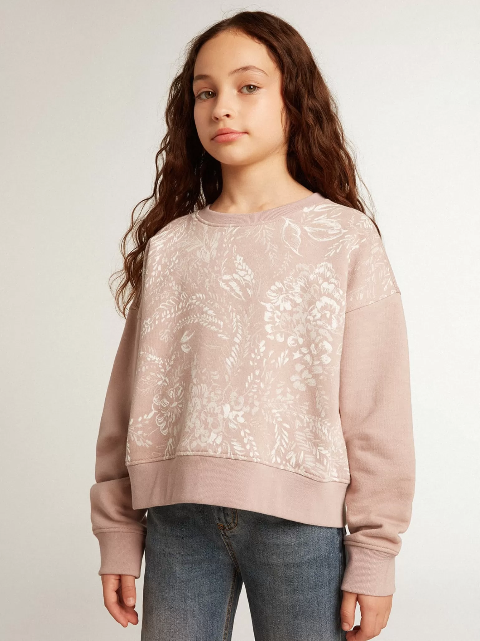 Cheap Moletom cropped de algodão rosa com estampa toile de jouy Roupas de cima (4-12 years)