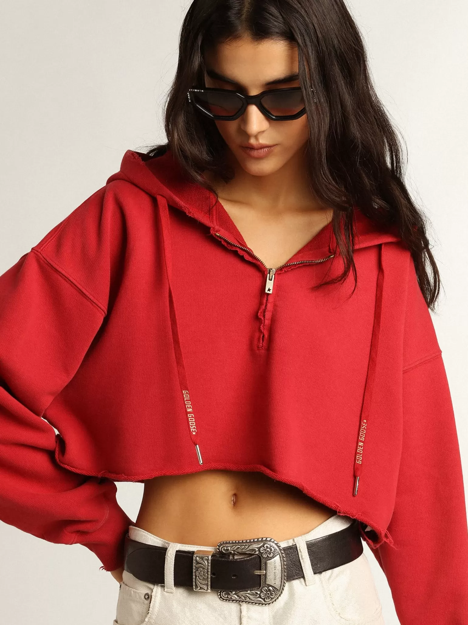 Best Moletom cropped vermelho com capuz MULHER Moletons