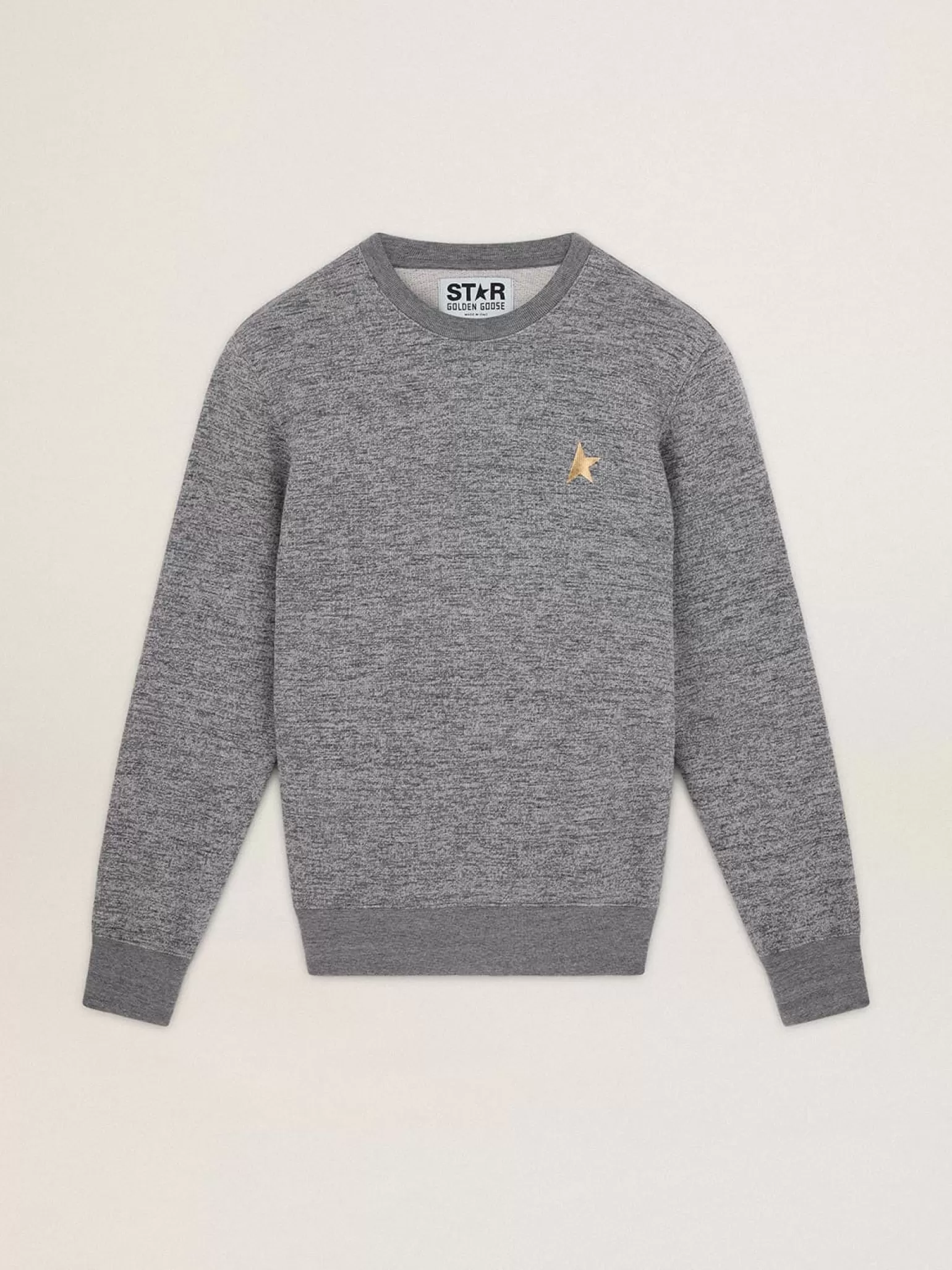 Best Sale Moletom masculino de algodão cinza mescla com estrela dourada na frente Moletons