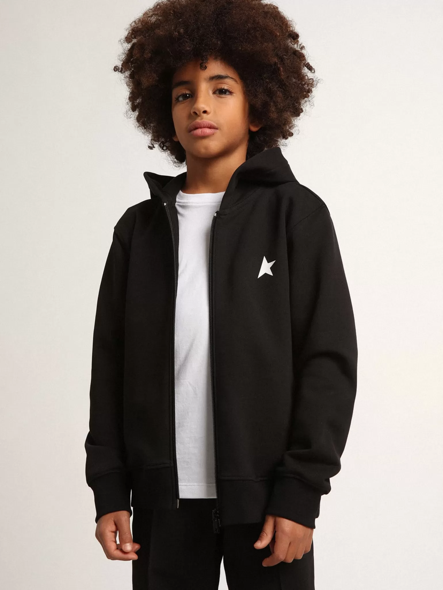 Best Moletom preto com capuz e estrela e logo brancos em contraste Roupas de cima (4-12 years) | Roupas de cima (4-12 years)