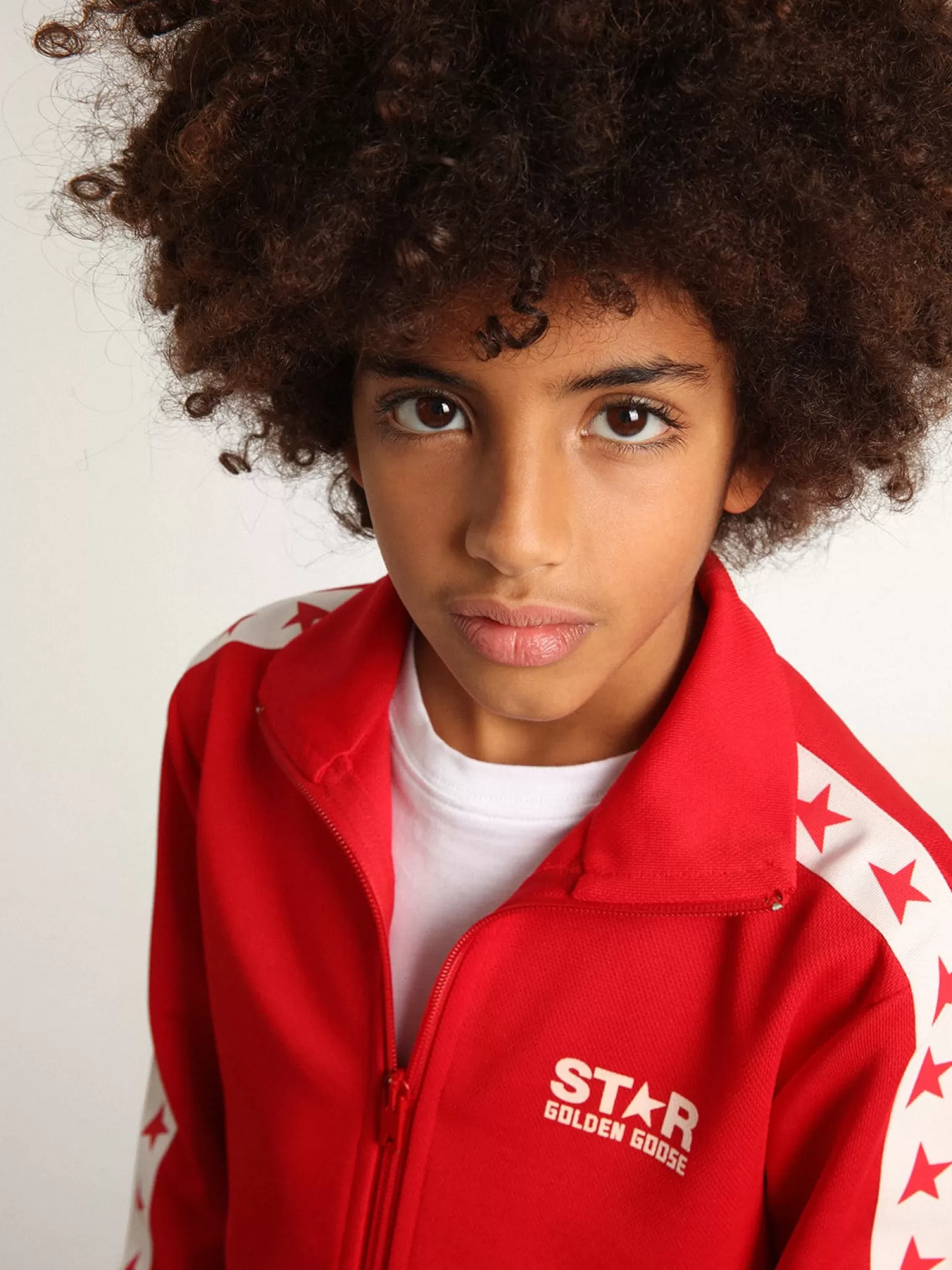 Discount Moletom vermelho com zíper, listras brancas e estrelas vermelhas Roupas de cima (4-12 years) | Roupas de cima (4-12 years)