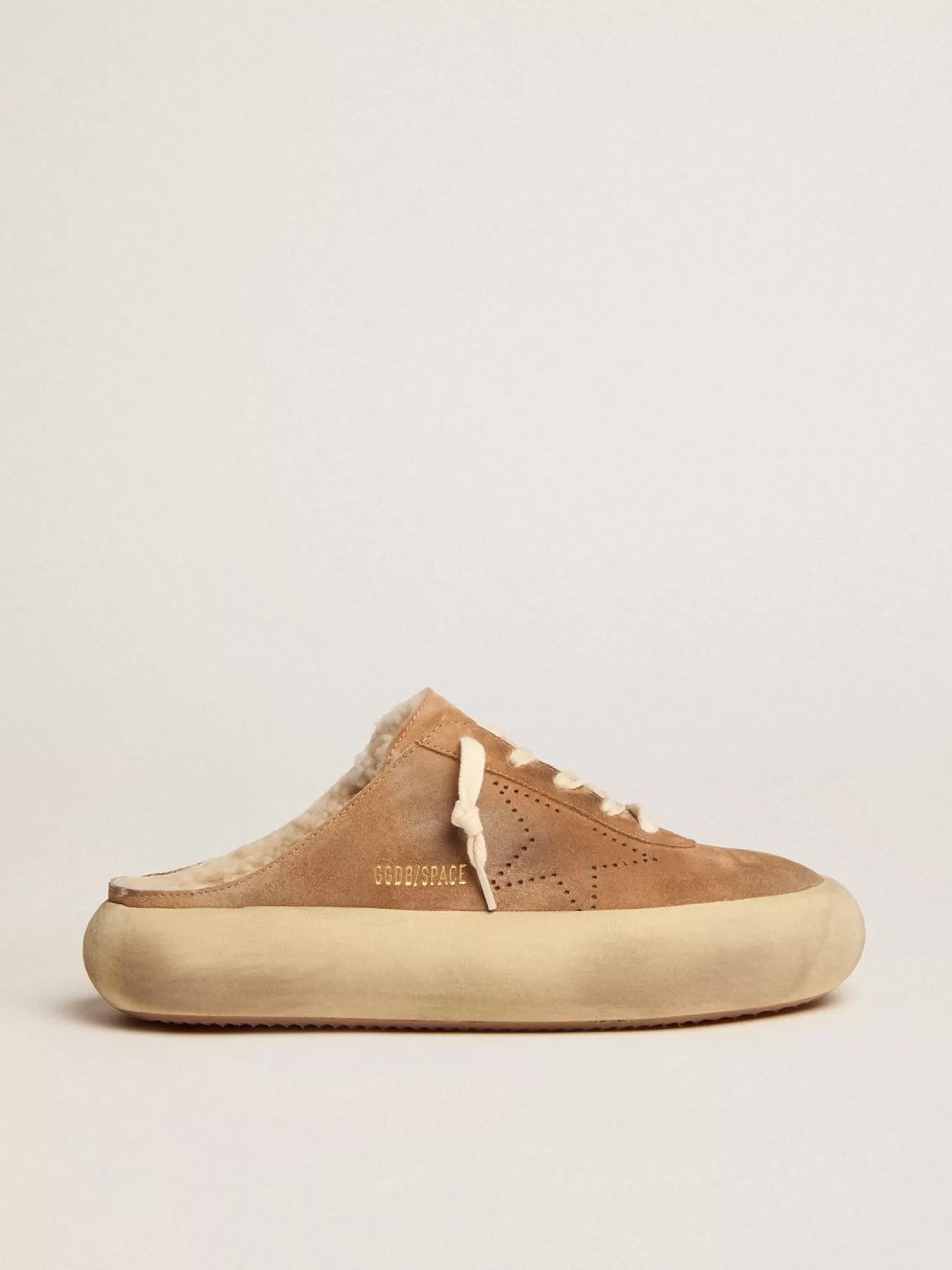 Store Mule Space-Star de suede na cor tabaco e forro de shearling MULHER Space-Star