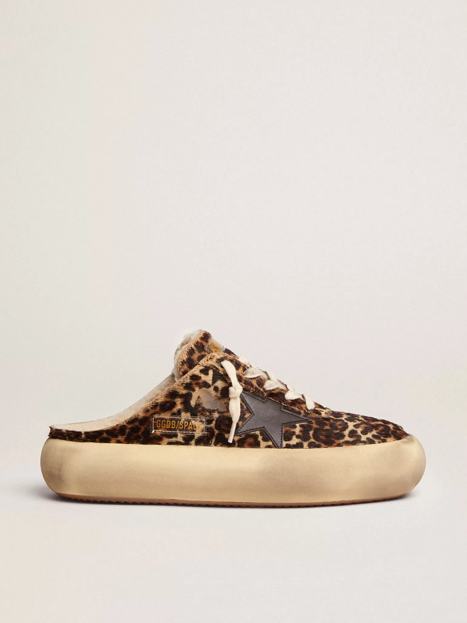 Cheap Mule Space-Star feminino de cavalinho animal print e forro de shearling MULHER Space-Star