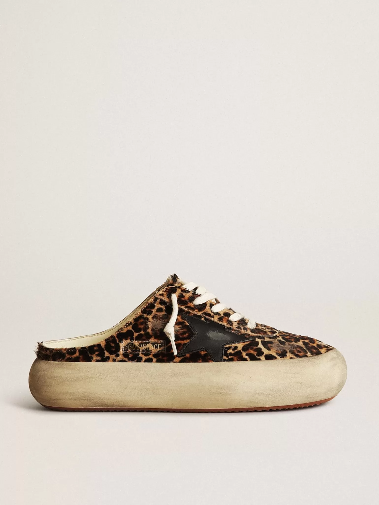 Flash Sale Mule Space-Star feminino de cavalinho leopardo e estrela preta MULHER Space-Star