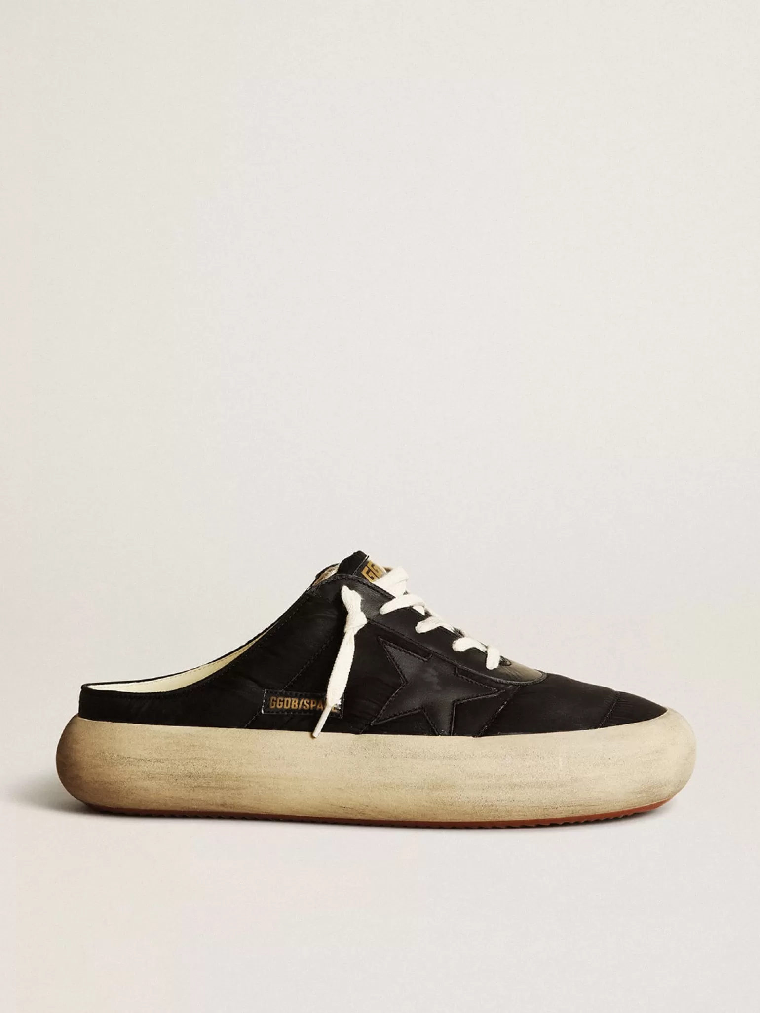 Store Mule Space-Star Masculino de náilon preto e estrela de couro preto Space-Star