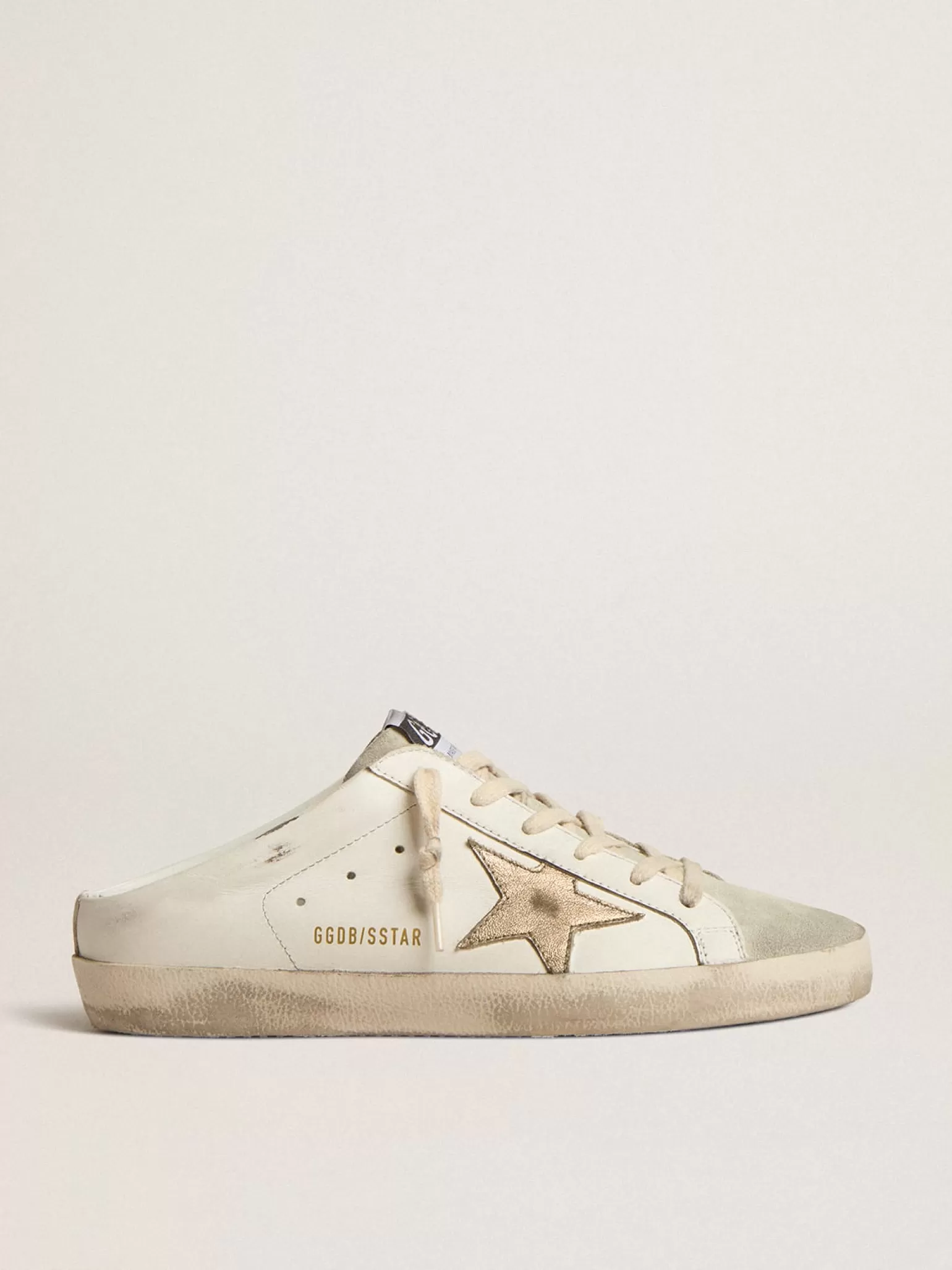 Sale Mule Super-Star com estrela platinada e lingueta de suede gelo MULHER Super-Star Sabot