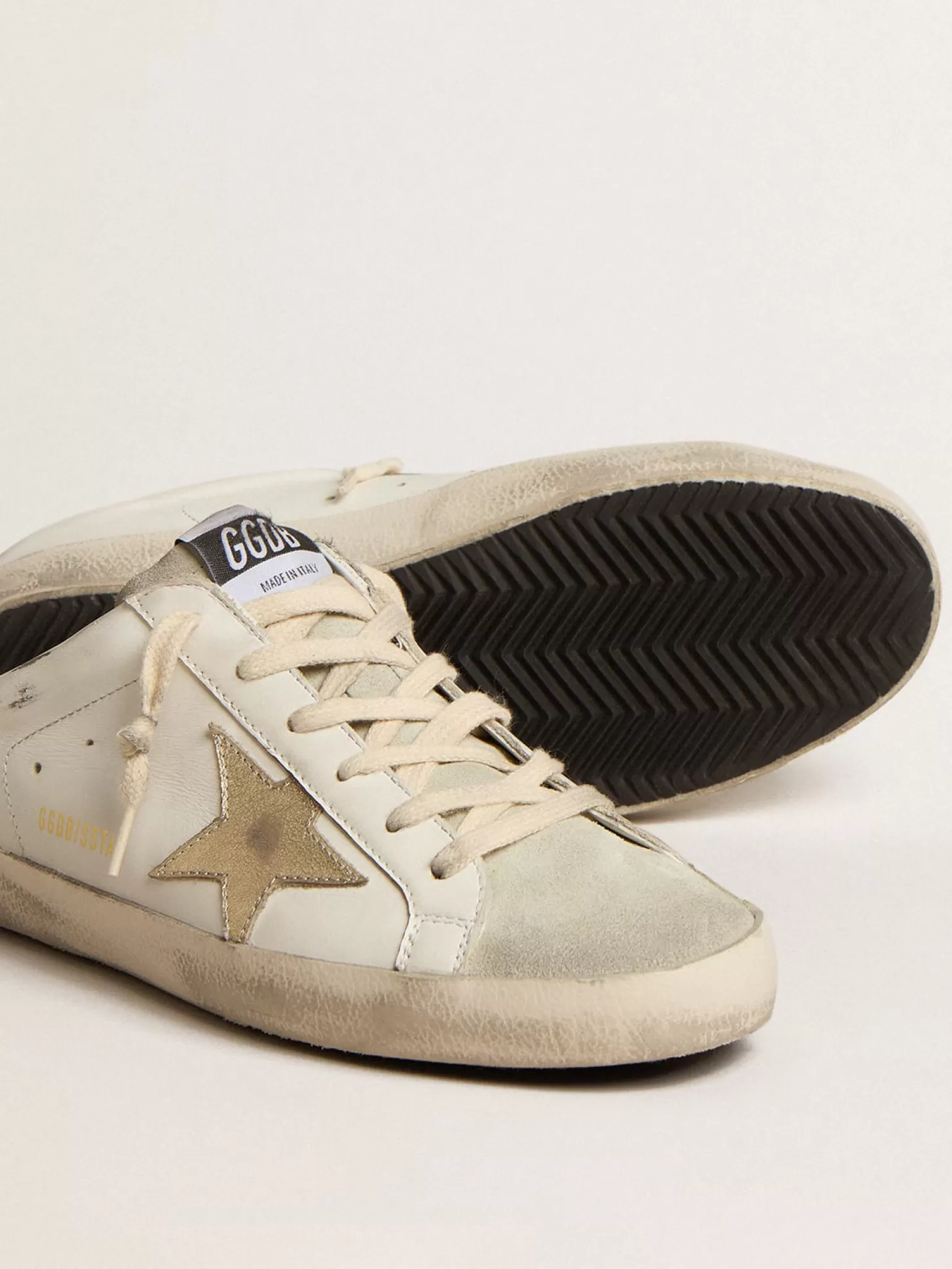 Sale Mule Super-Star com estrela platinada e lingueta de suede gelo MULHER Super-Star Sabot