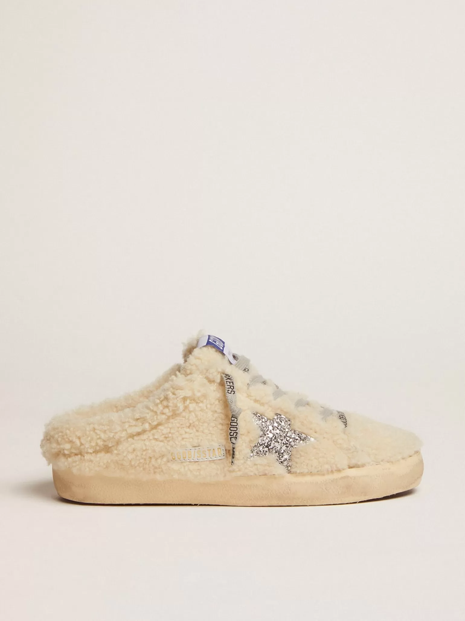 Flash Sale Mule Super-Star feminino de shearling branco e estrela de glitter MULHER Super-Star Sabot