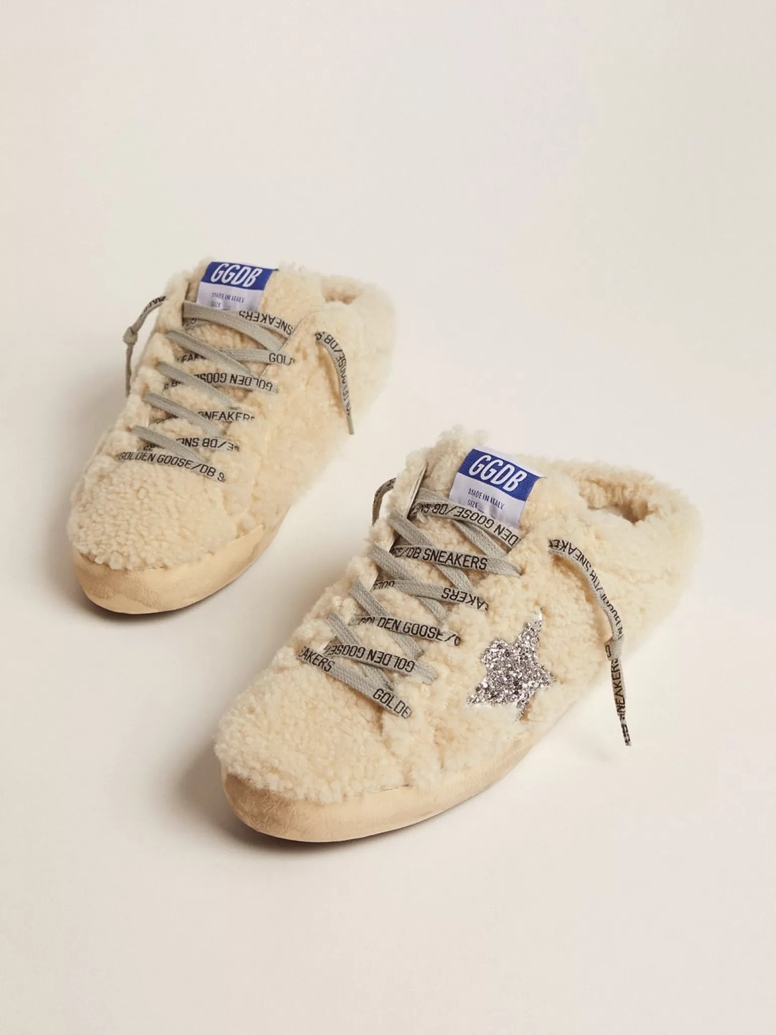 Flash Sale Mule Super-Star feminino de shearling branco e estrela de glitter MULHER Super-Star Sabot