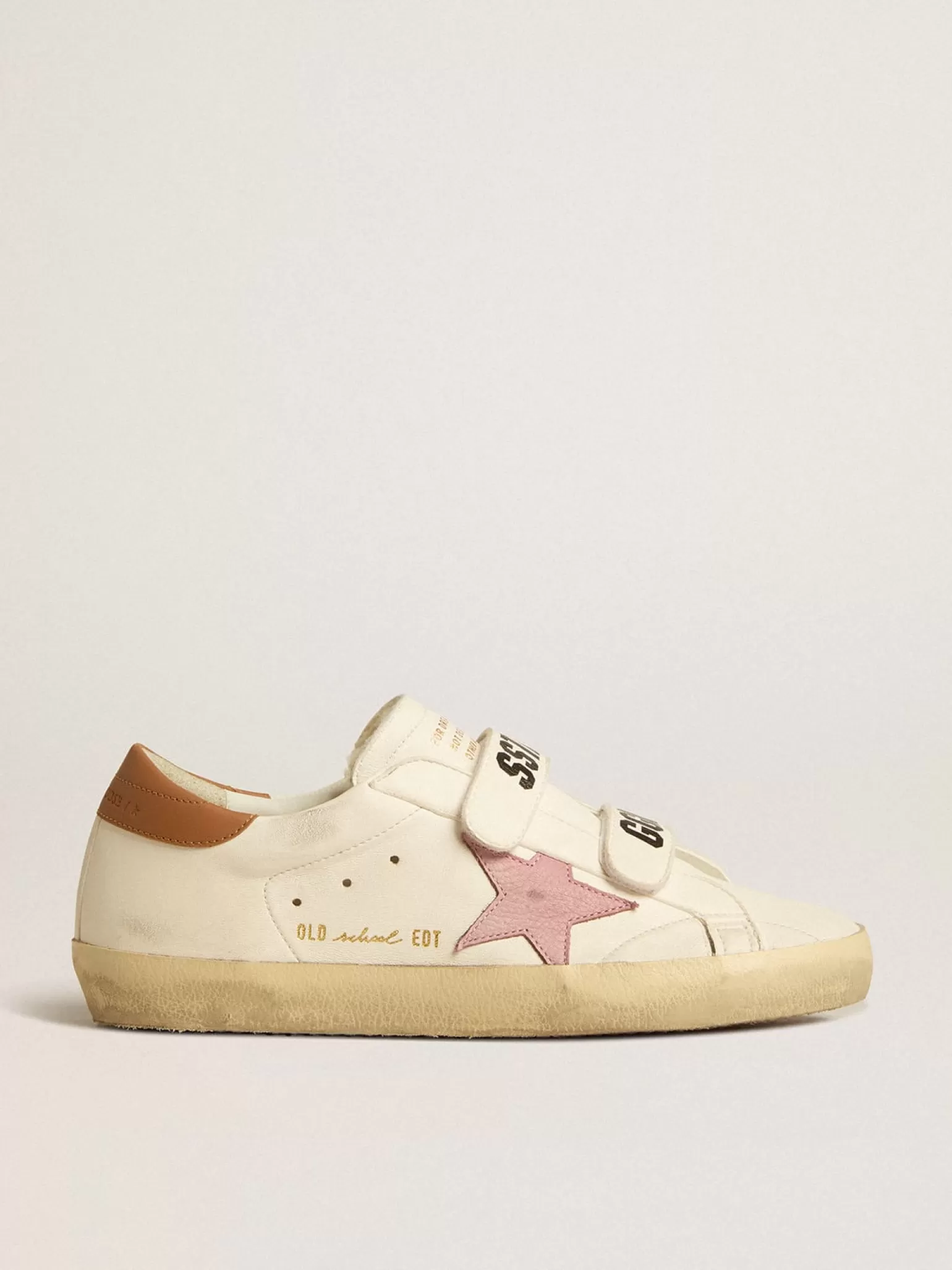 Cheap Old School de napa com estrela de couro rosa e forro de shearling bege MULHER Super-Star