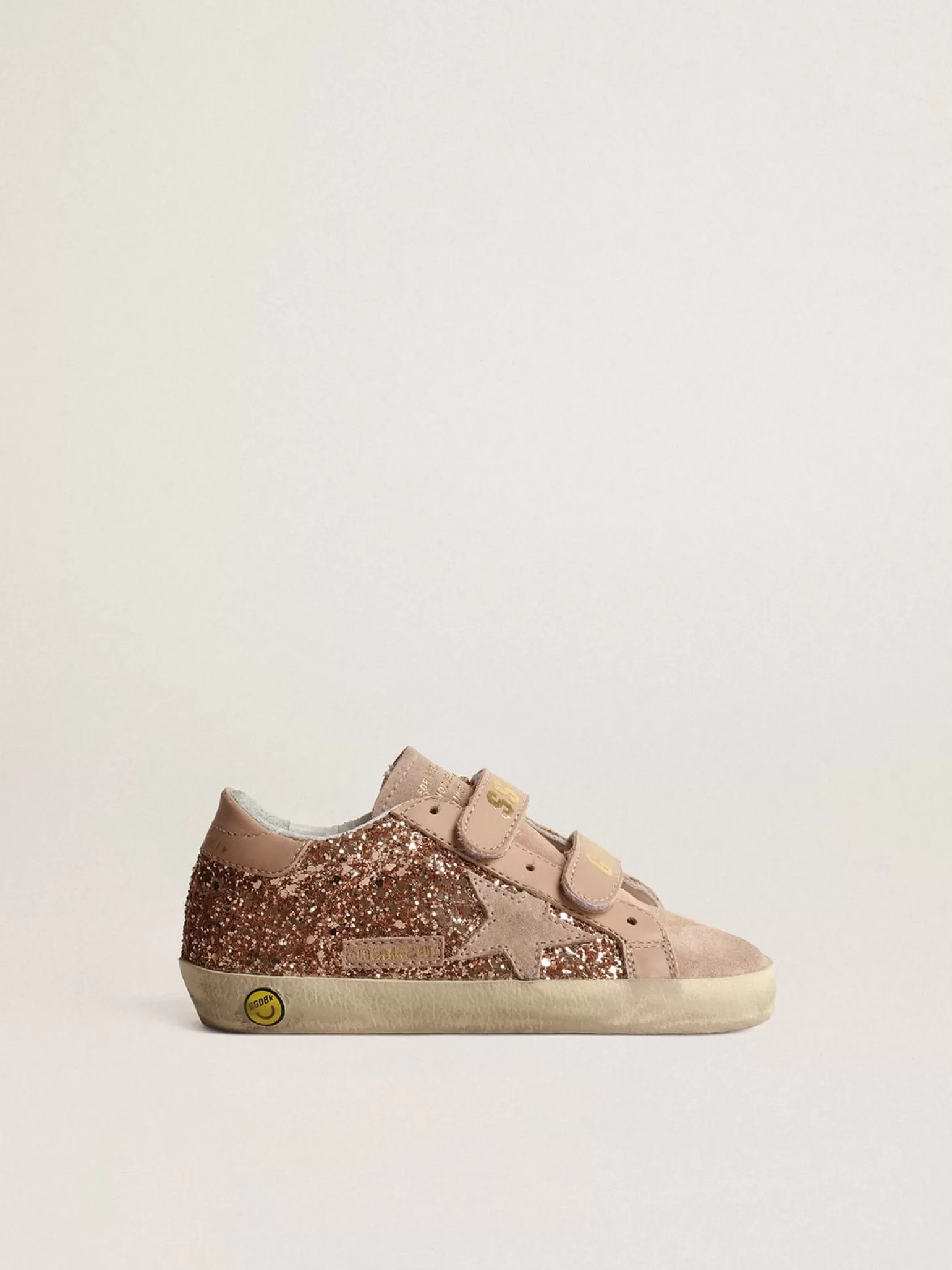 Discount Old School Junior de glitter rosa pêssego, estrela de suede rosa Meninas pequenas (1-3 anos)