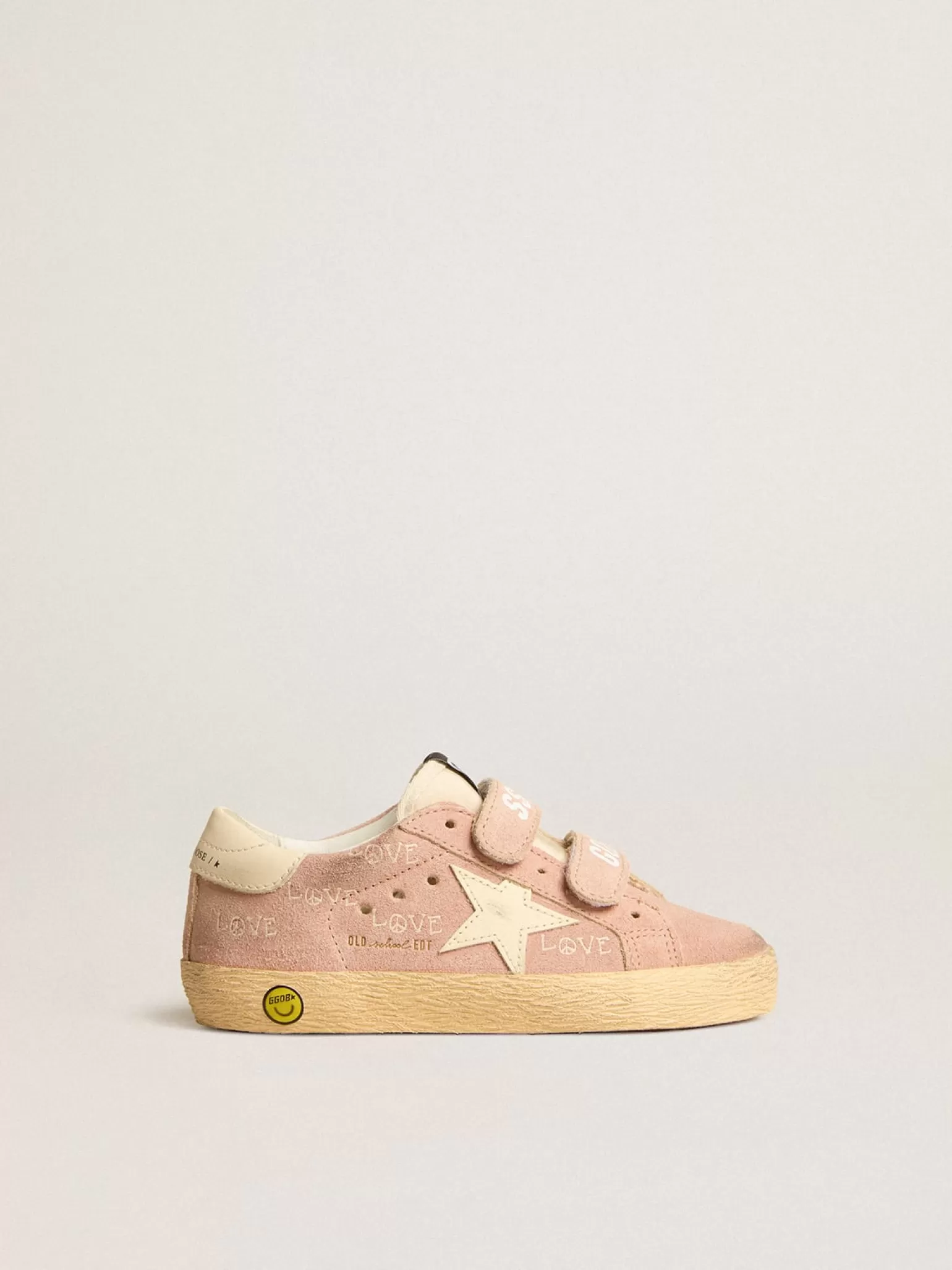 Outlet Old School Junior de suede rosa com estrela e talão de couro creme Meninas pequenas (1-3 anos)