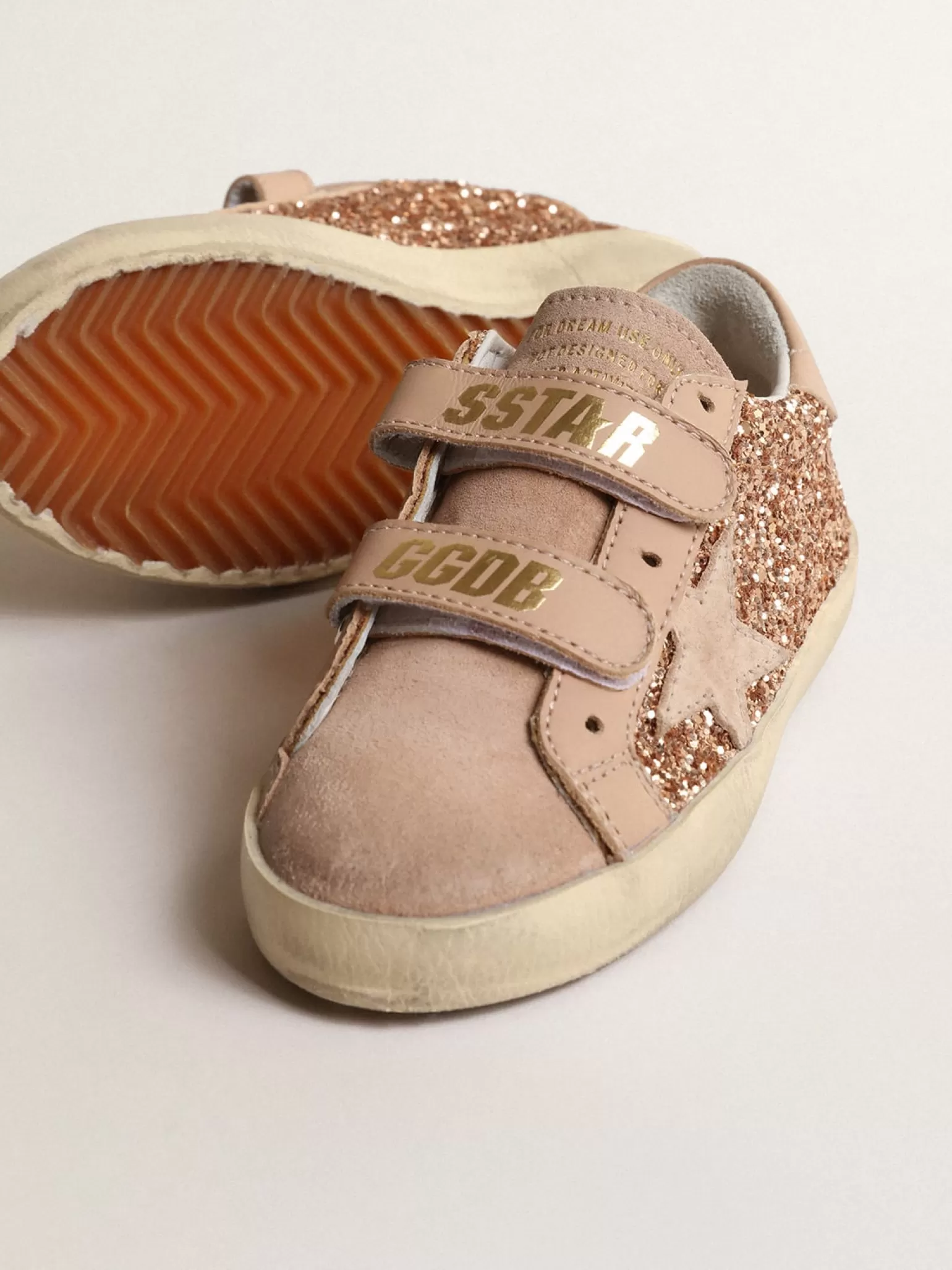 Online Old School Teen de glitter rosa pêssego com estrela de suede rosa Meninas (4-10 anos)