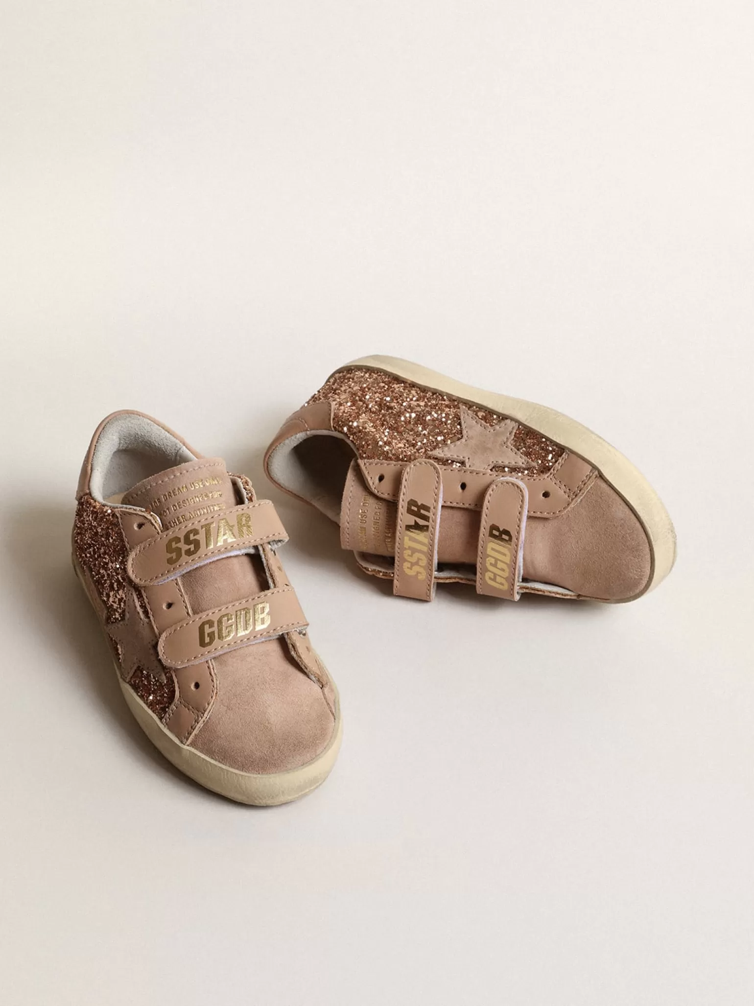 Best Sale Old School Young de glitter rosa pêssego com estrela de suede rosa Meninas (4-10 anos)