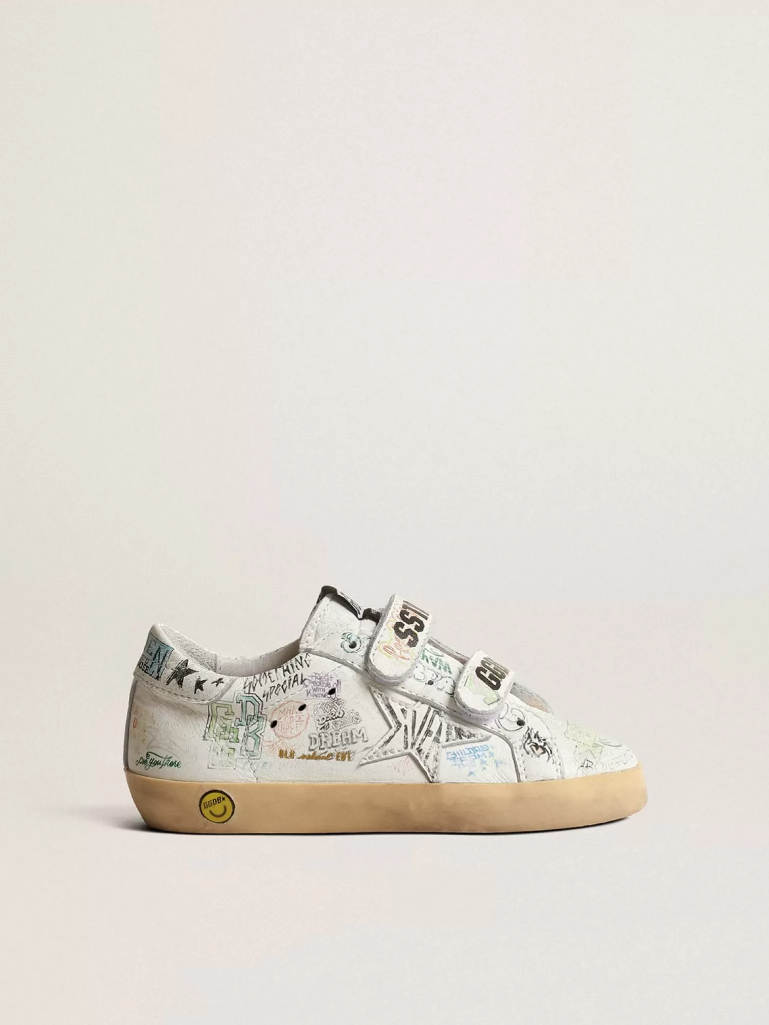 Best Sale Old School Young de napa branca com estampa de grafites colorida Meninas (4-10 anos) | Meninos (4-10 anos)