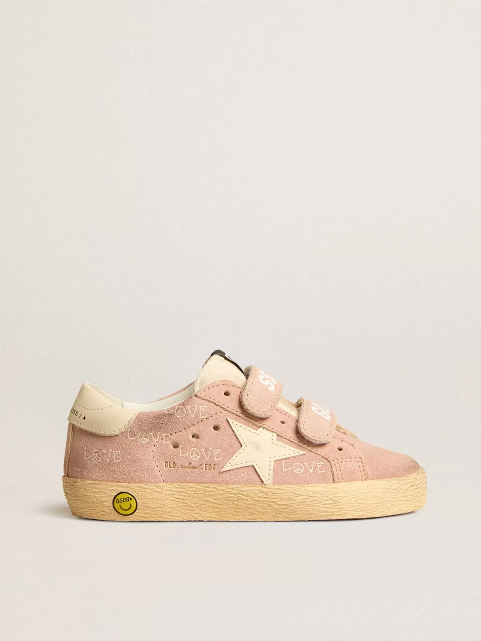 Cheap Old School Young de suede rosa com estrela e talão de couro creme Meninas (4-10 anos)