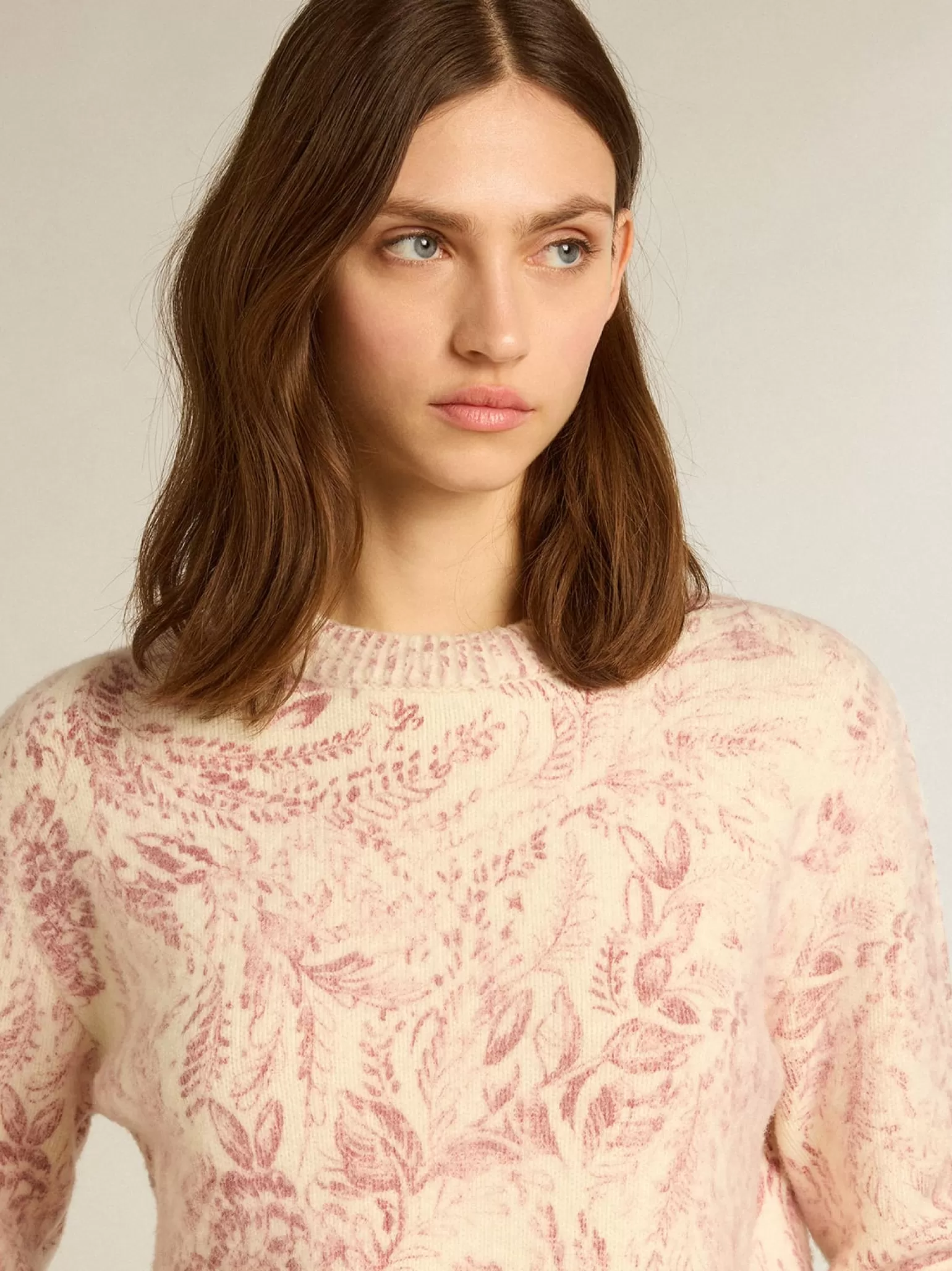 Cheap Pulôver de gola redonda feminino de lã com estampa toile de jouy all over MULHER Malhas