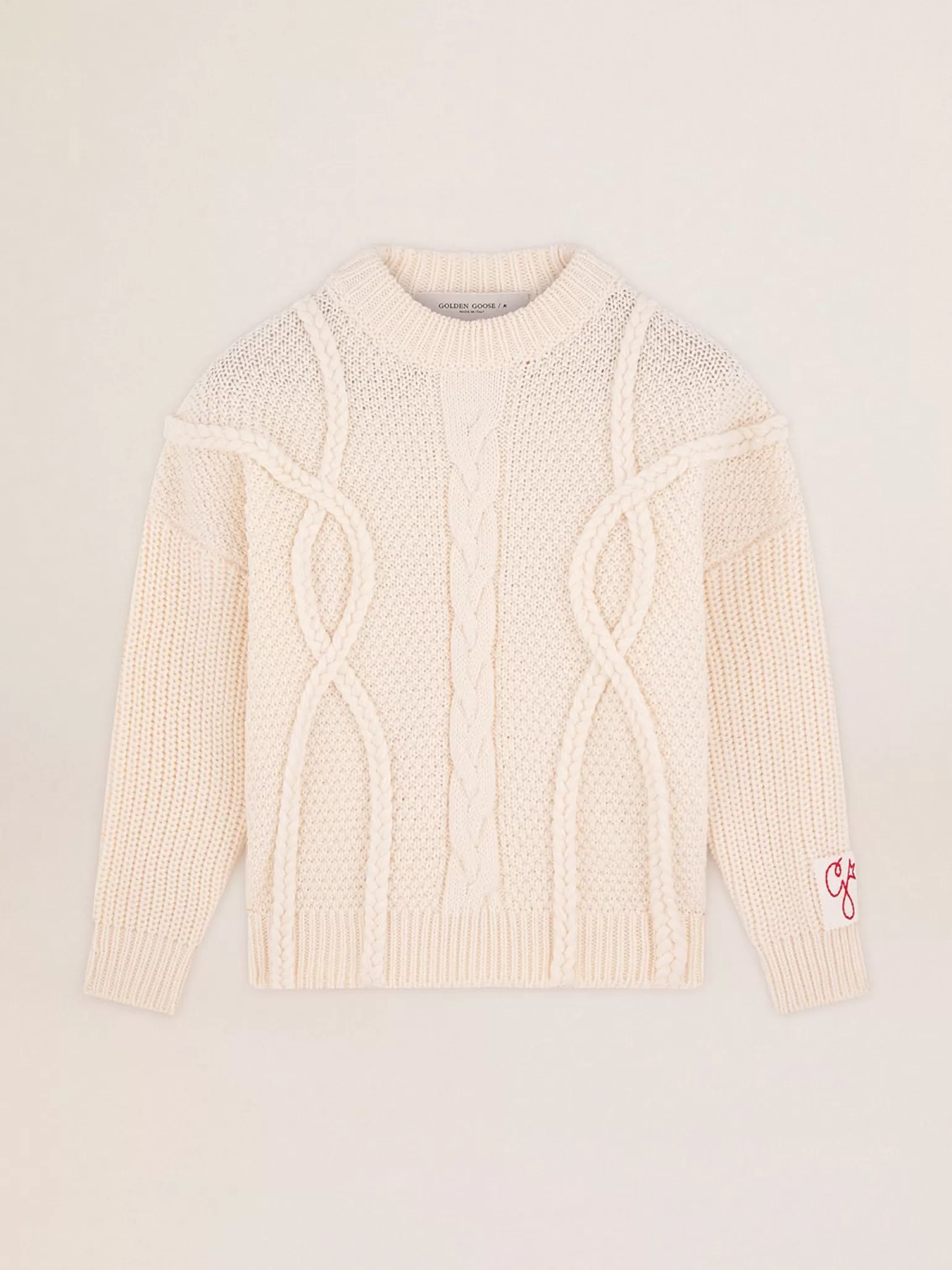 Best Sale Pulôver feminino de gola redonda de lã com padrão entrelaçado MULHER Malhas