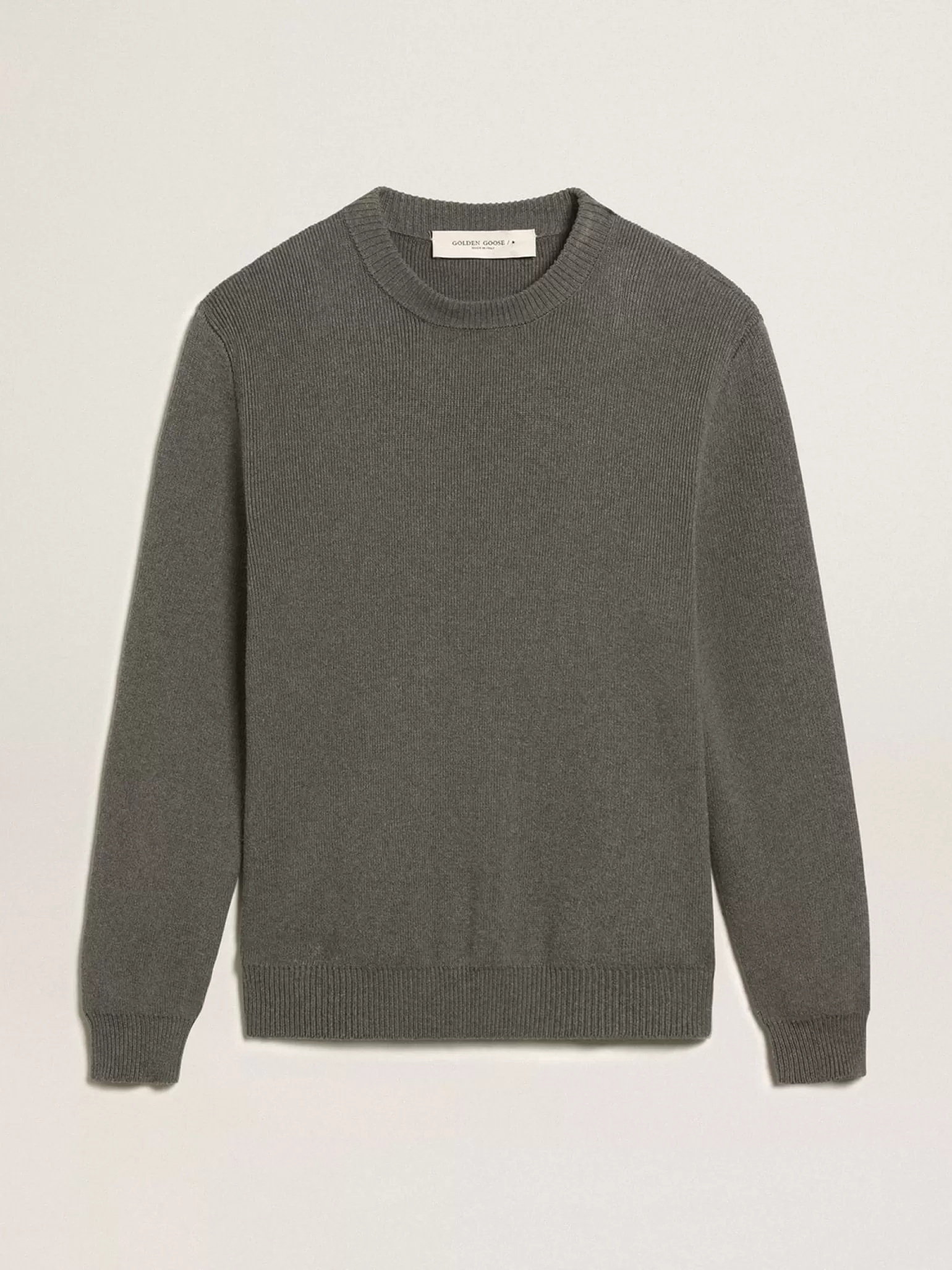 Cheap Pulôver masculino de gola redonda de algodão cinza escuro com logo Malhas