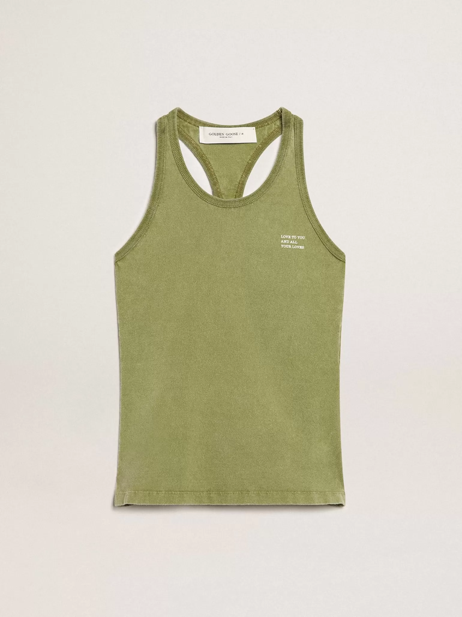 Cheap Regata cor de pesto com escrita branca na frente MULHER Camisetas