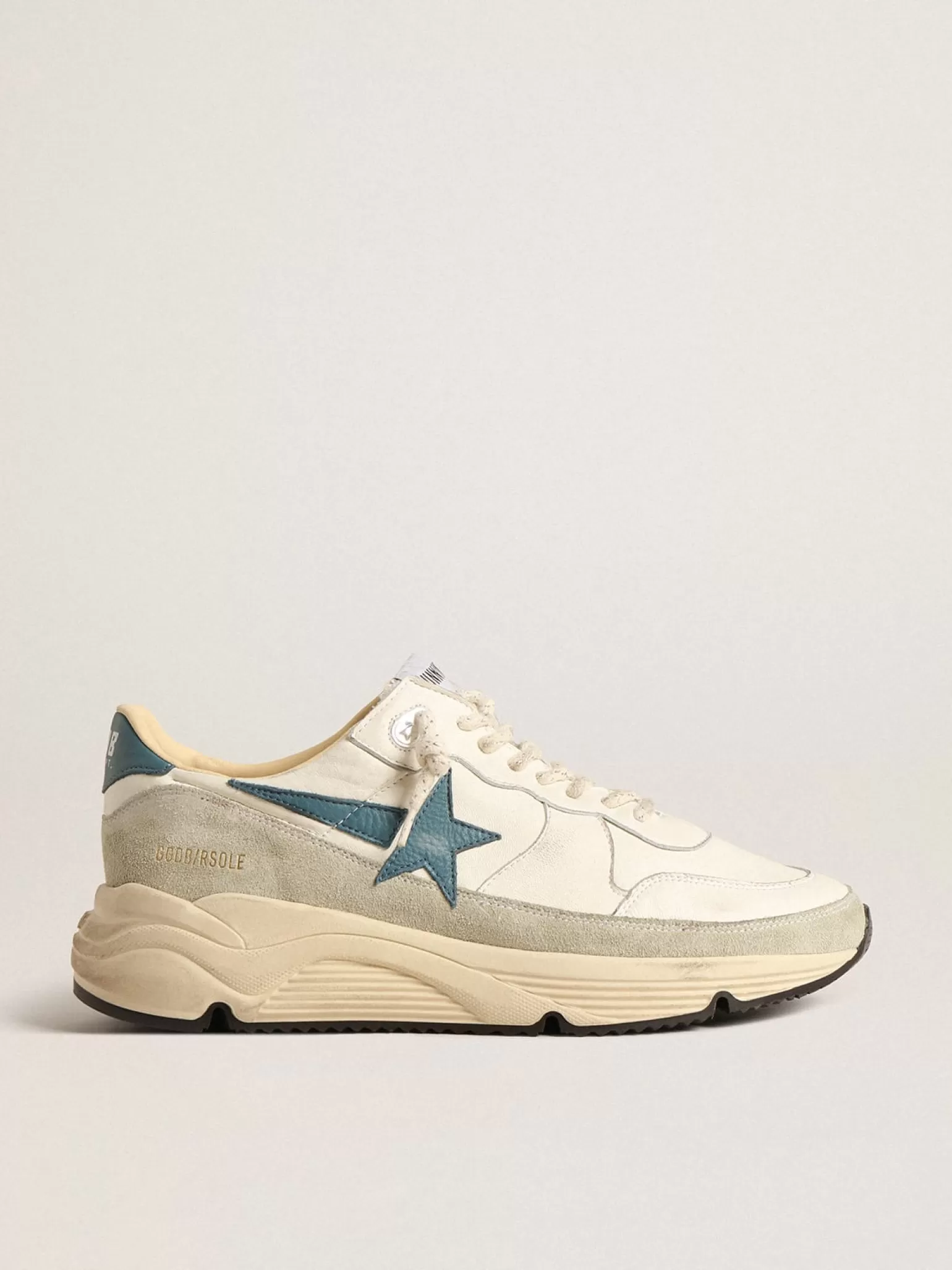 Online Running Sole de napa com estrela de couro azul e inserção de suede Running Sole