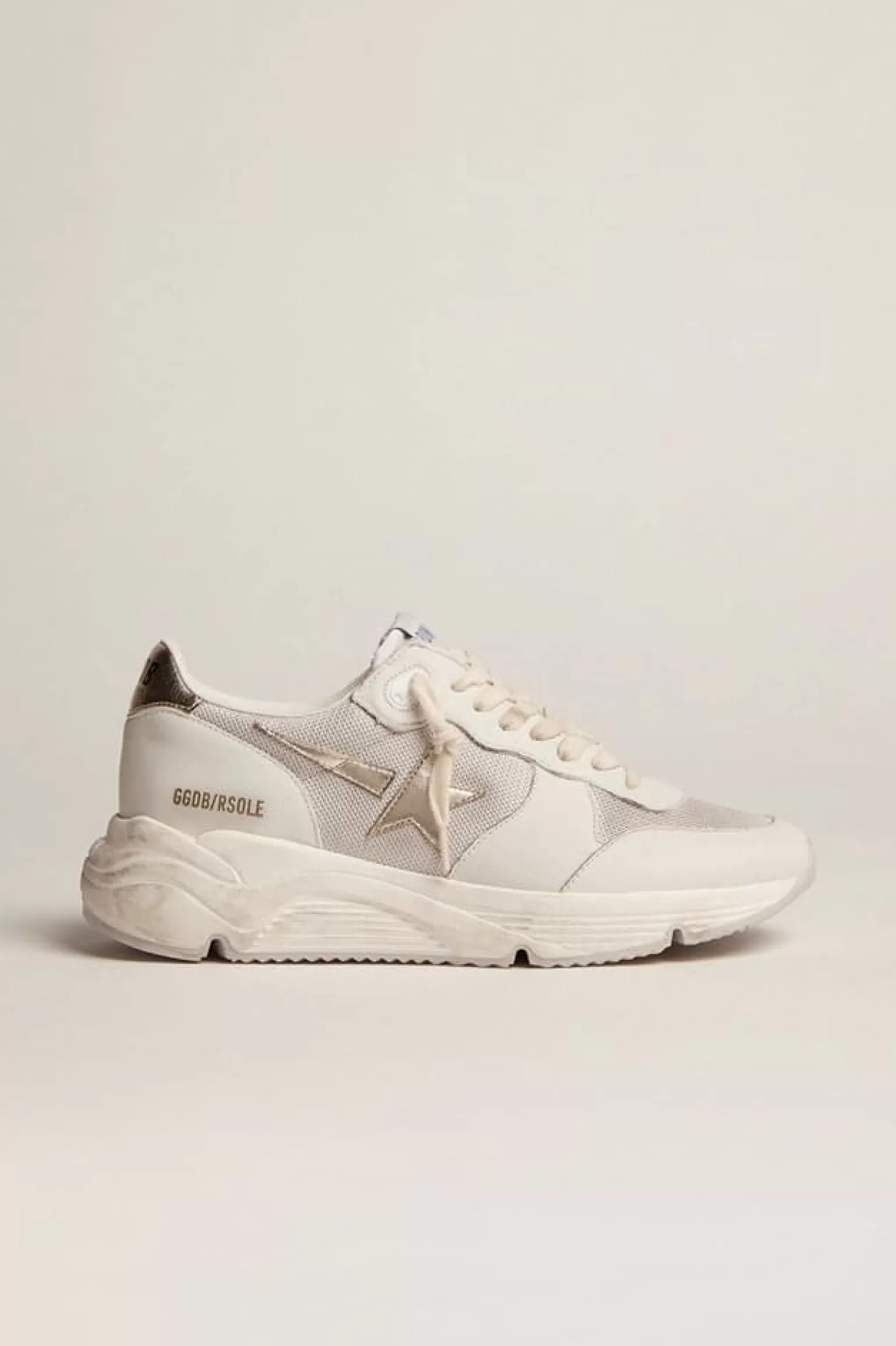 Shop Running Sole de napa e tela com estrela e talão de couro platinado MULHER Running Sole