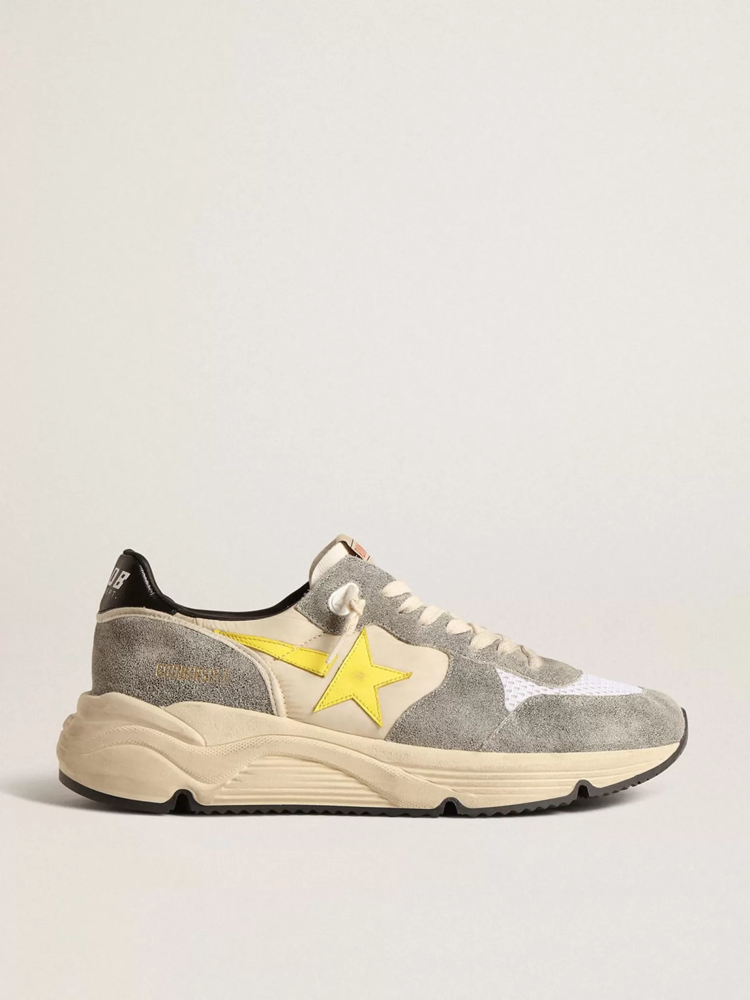 Clearance Running Sole de náilon bege e suede cinza com estrela amarela Running Sole