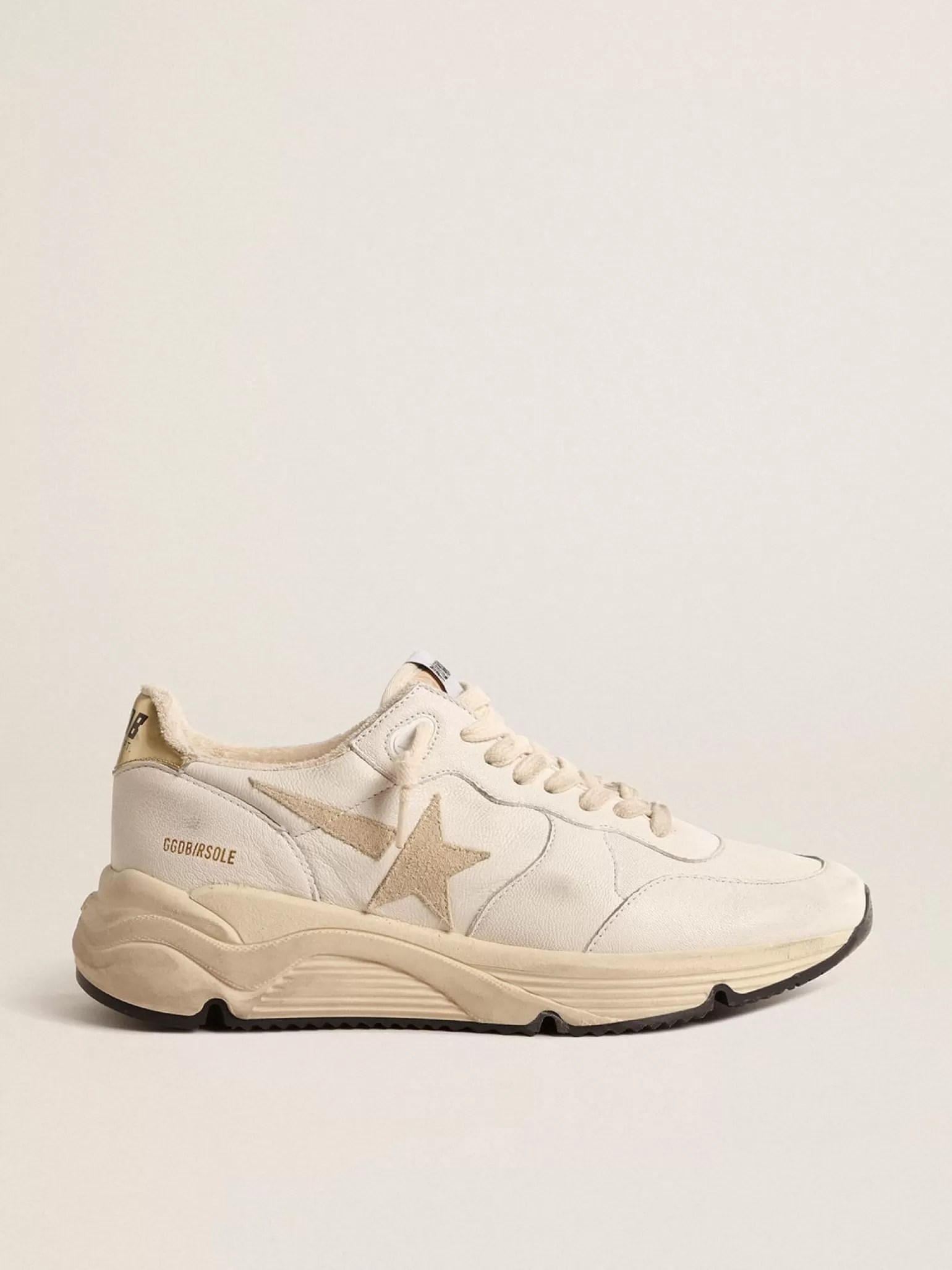 Store Running Sole LTD de napa com estrela de suede e talão dourado MULHER Running Sole