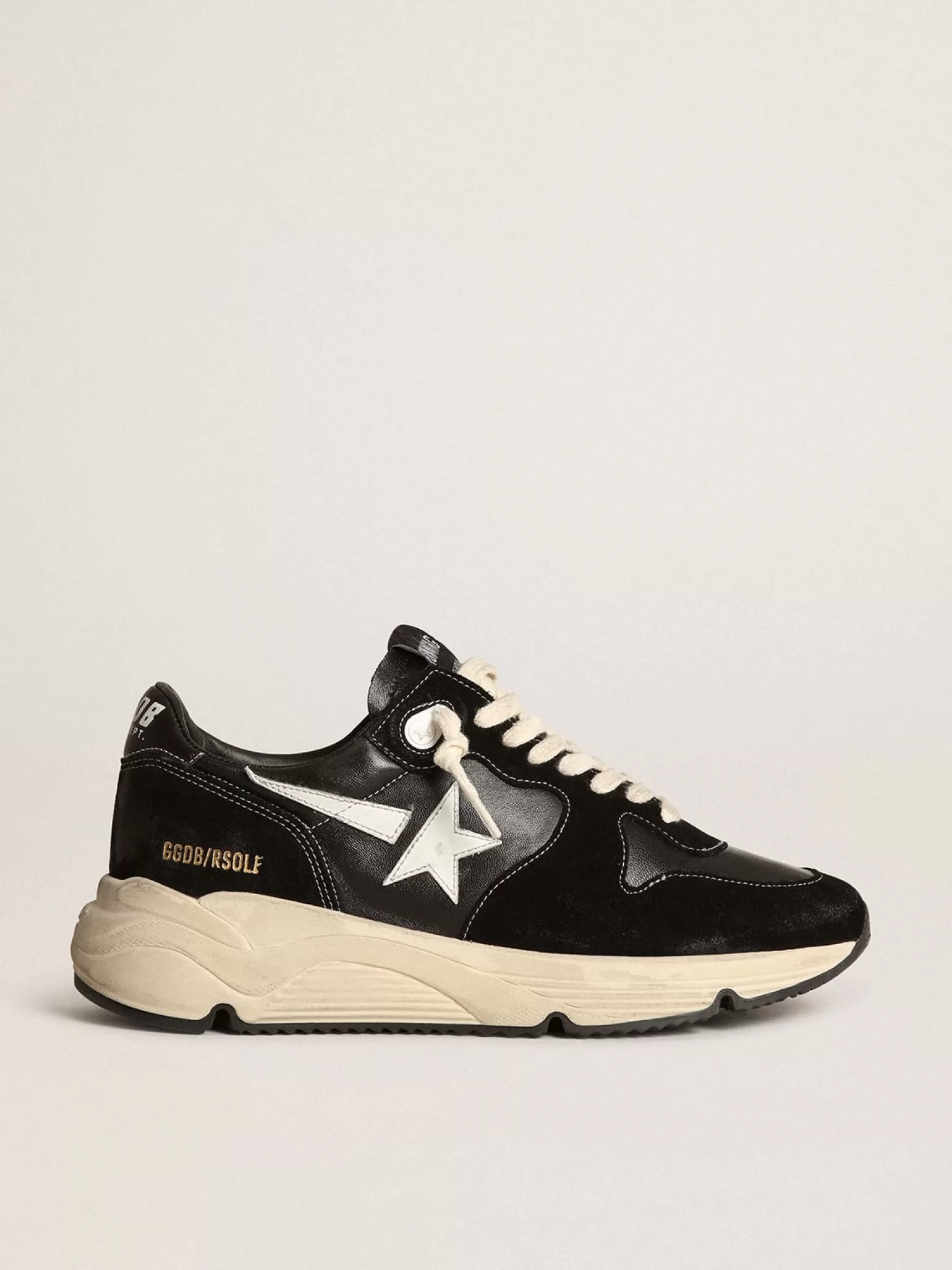 New Running Sole Masculino de napa e suede pretos com estrela branca Running Sole