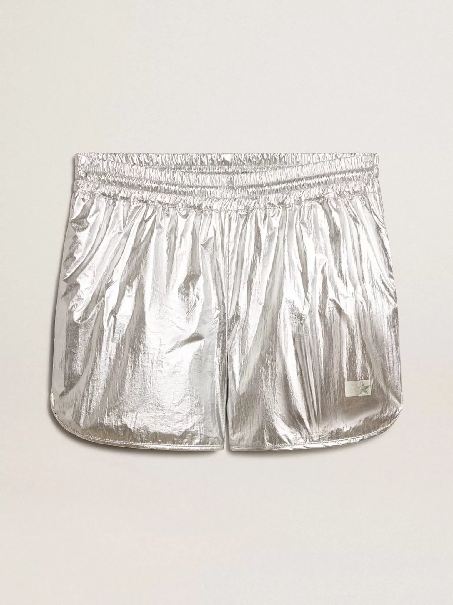Discount Short de corrida masculino de tecido prateado Jeans e calças